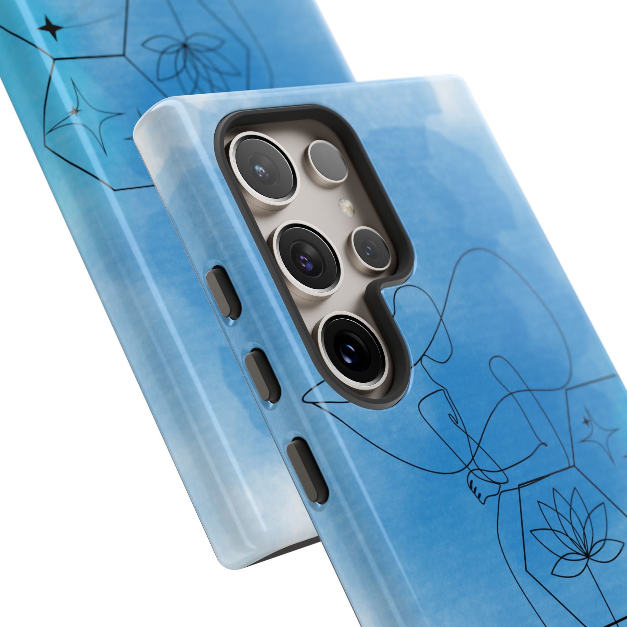 Coque de téléphone Abstraite bleue — Design Zen Lotus Hexagone