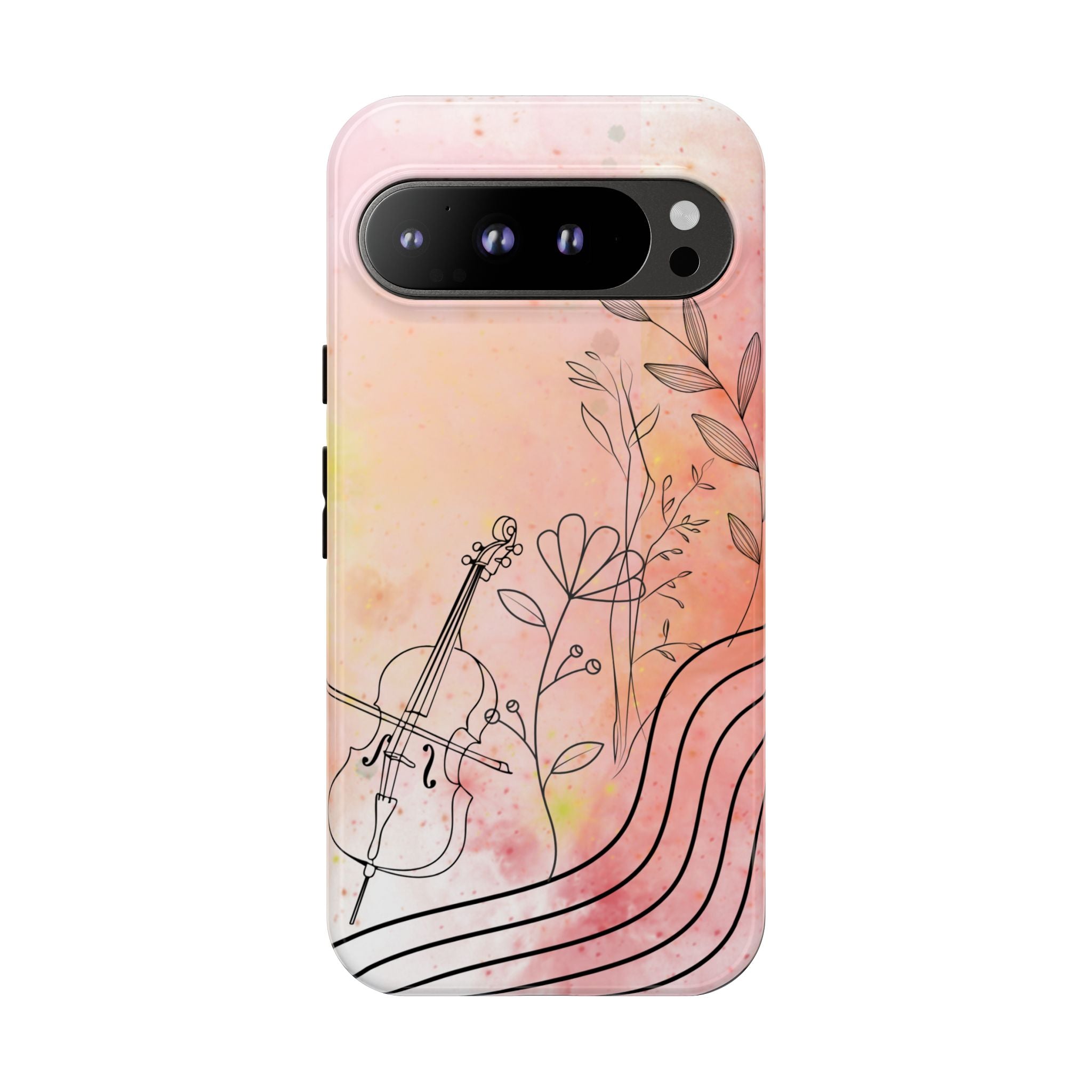 Étui Robuste Pour Violon Floral — Coque de Téléphone Musique Aquarelle