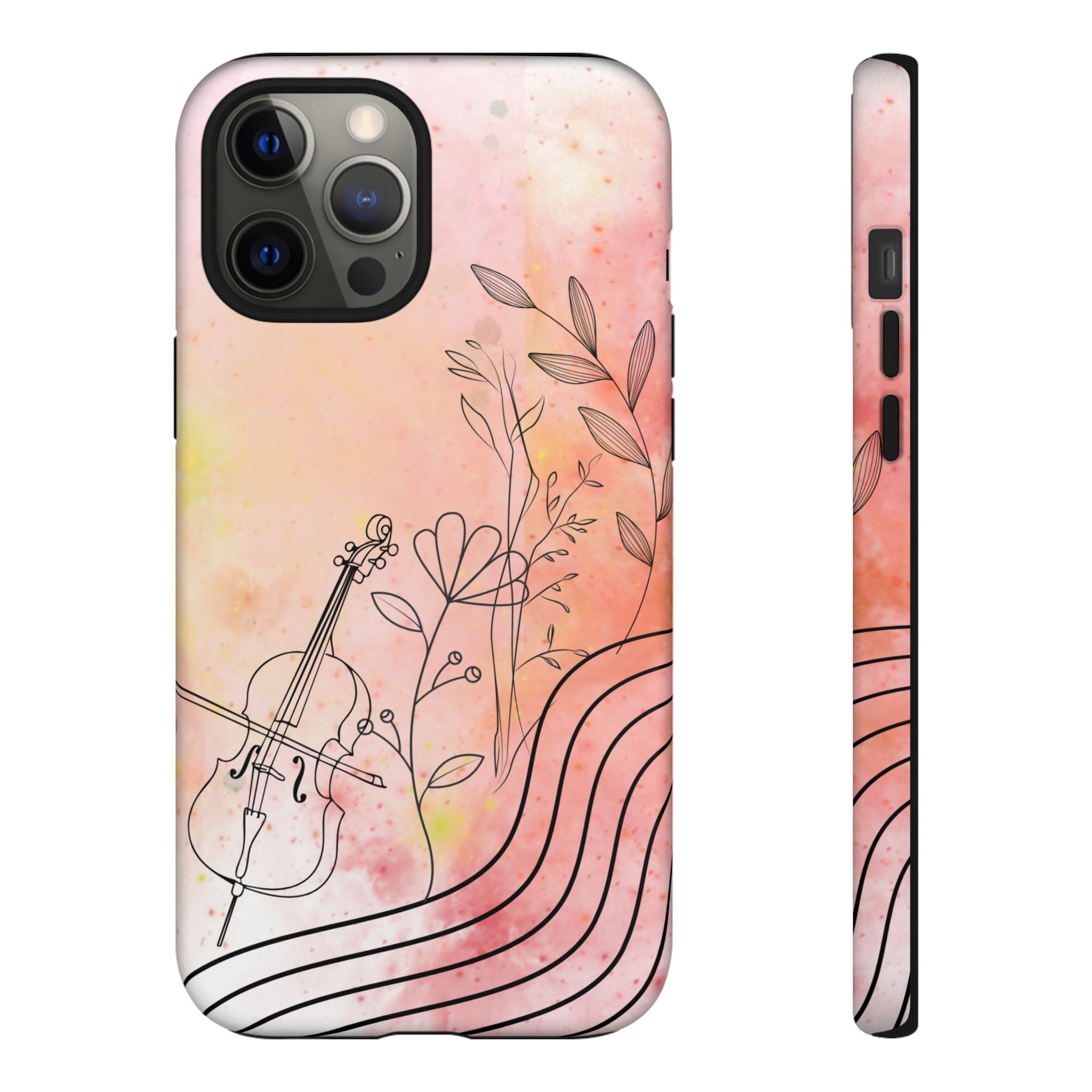 Étui Robuste Pour Violon Floral — Coque de Téléphone Musique Aquarelle