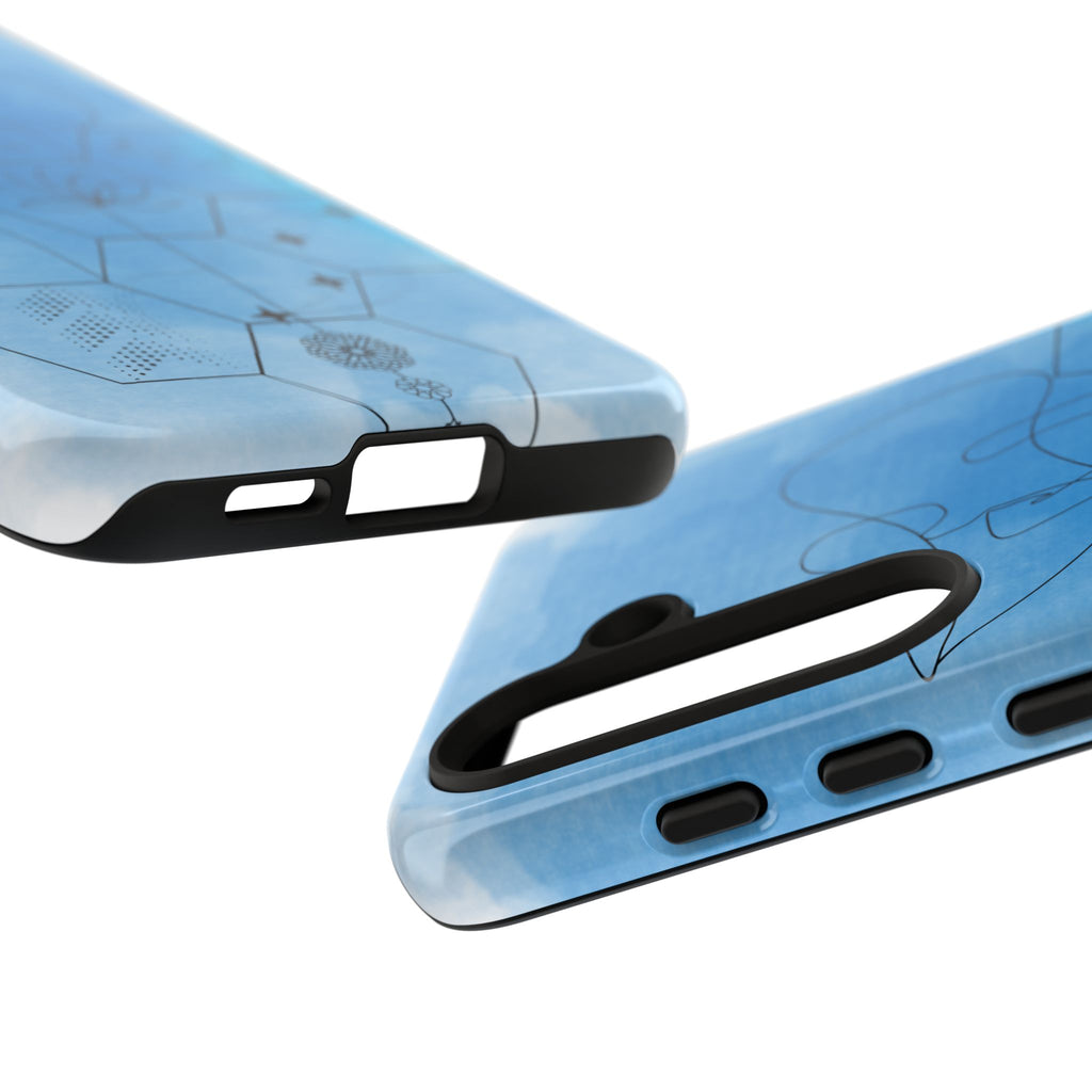 Coque de téléphone Abstraite bleue — Design Zen Lotus Hexagone