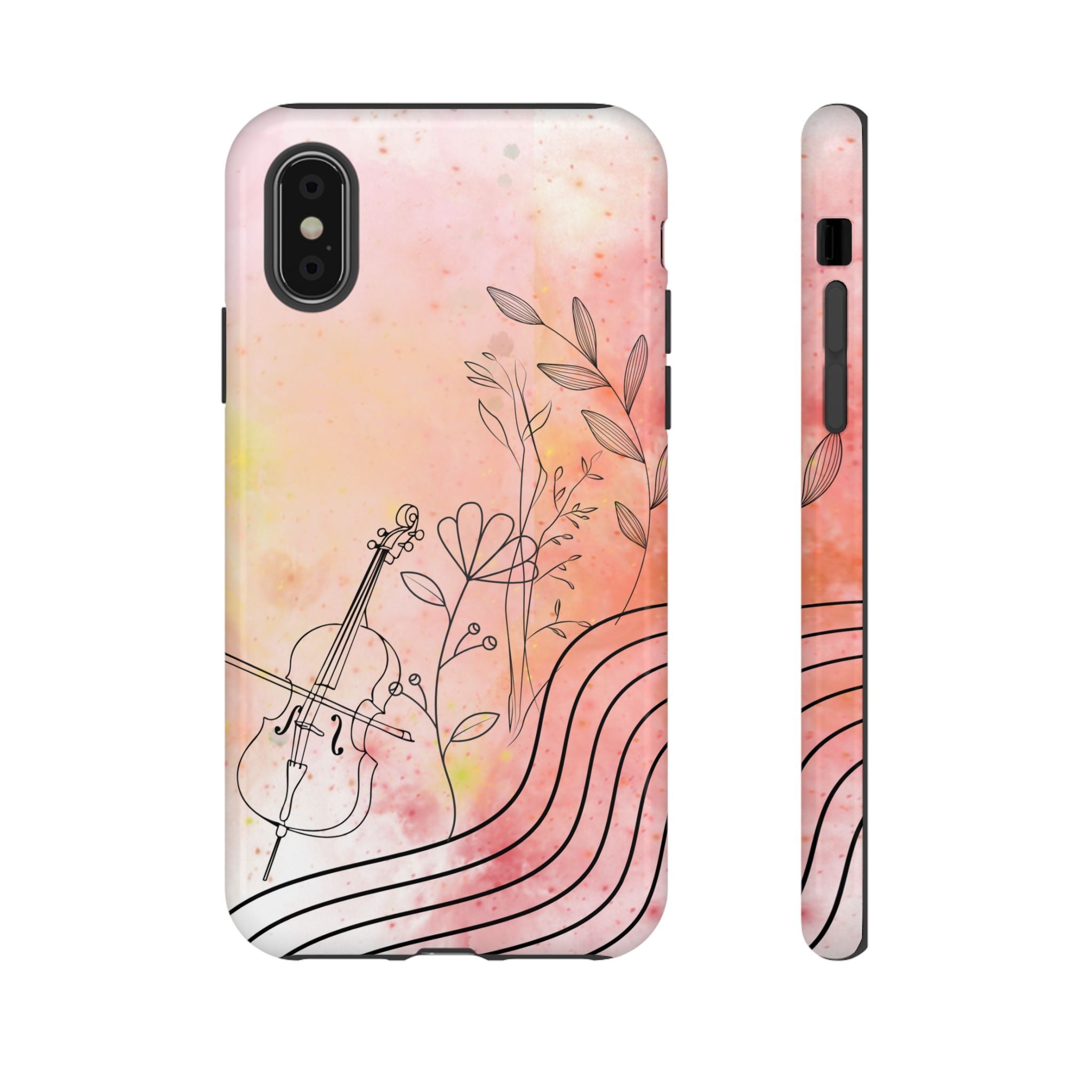 Étui Robuste Pour Violon Floral — Coque de Téléphone Musique Aquarelle