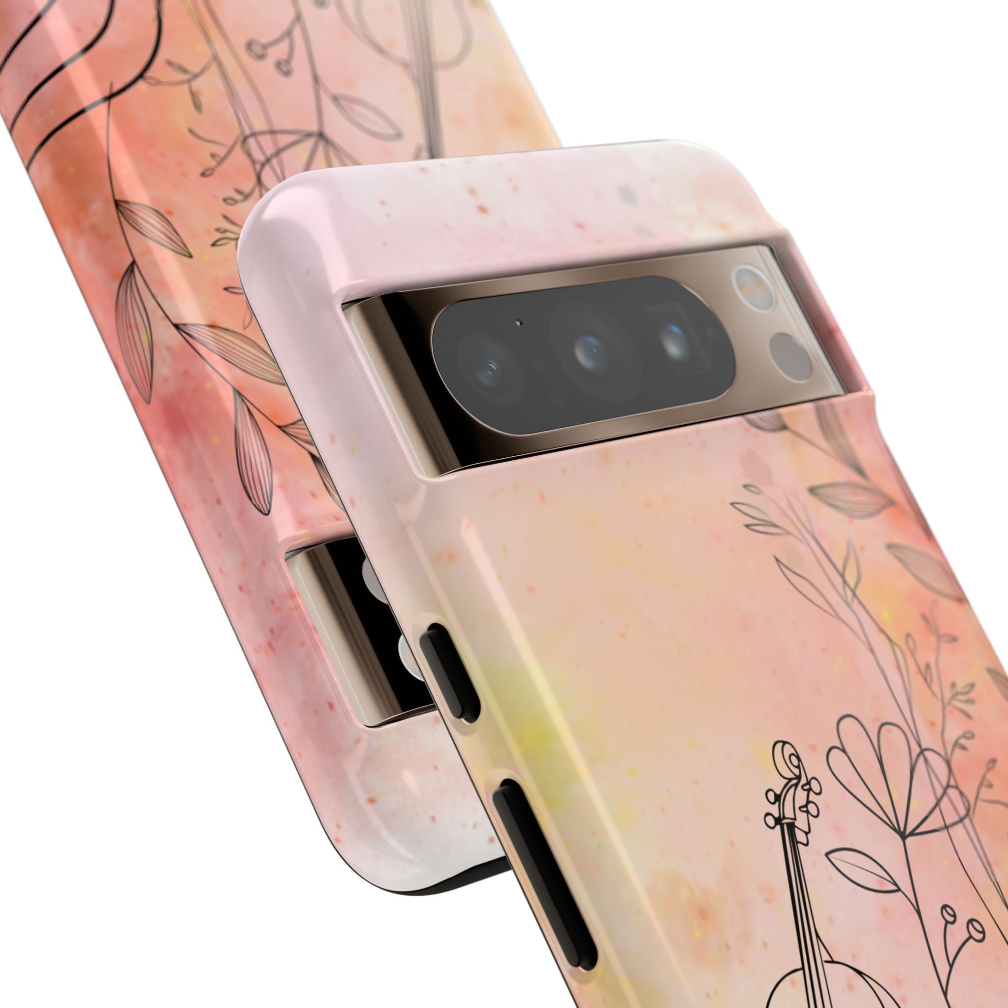 Étui Robuste Pour Violon Floral — Coque de Téléphone Musique Aquarelle