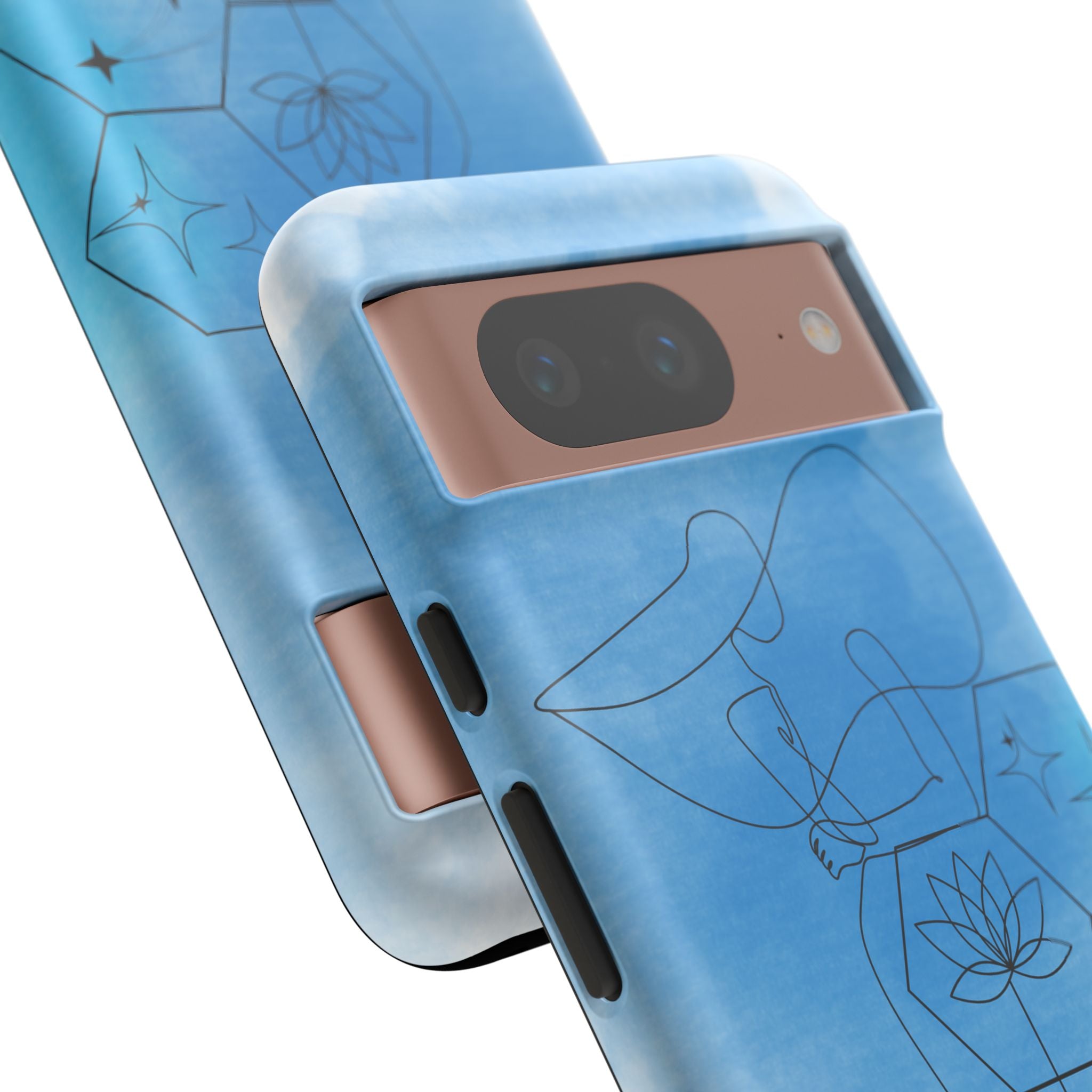 Coque de téléphone Abstraite bleue — Design Zen Lotus Hexagone
