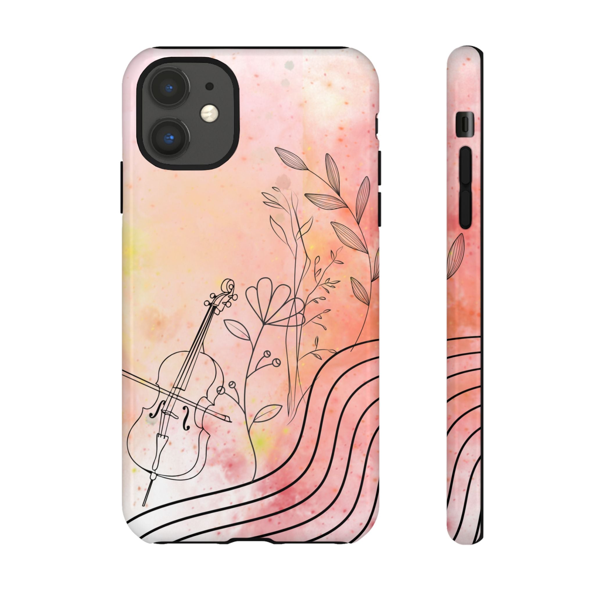 Étui Robuste Pour Violon Floral — Coque de Téléphone Musique Aquarelle