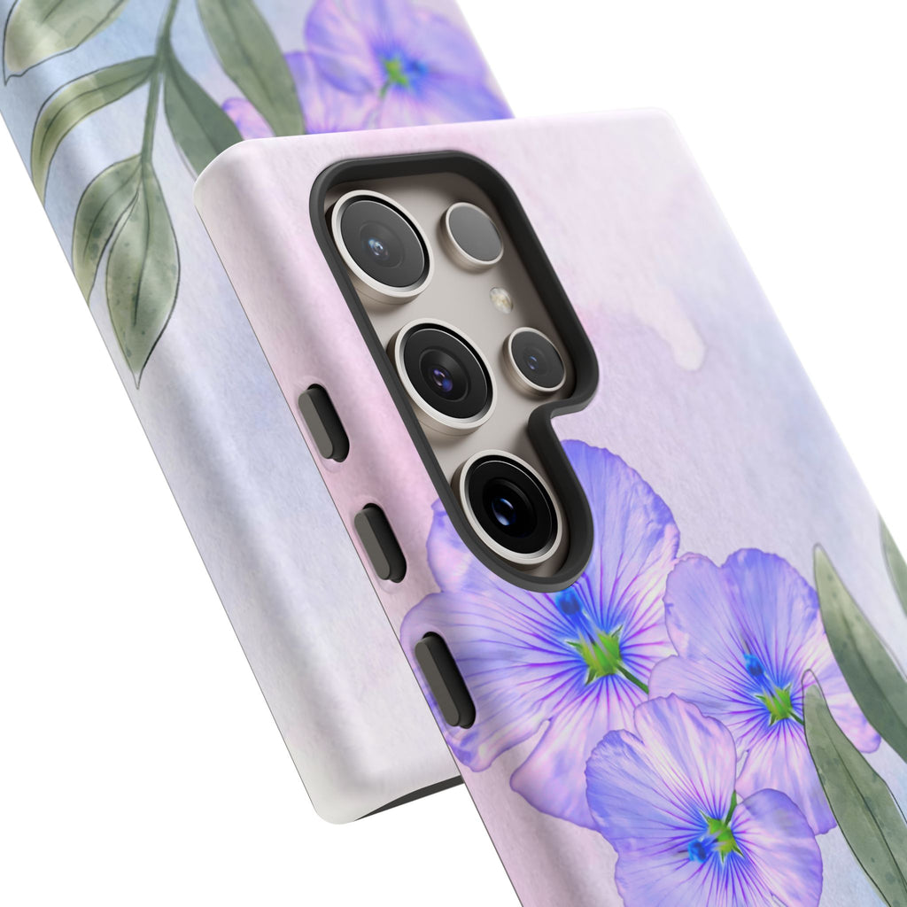 Coque de téléphone aquarelle florale – Bouquet de pétunias violets
