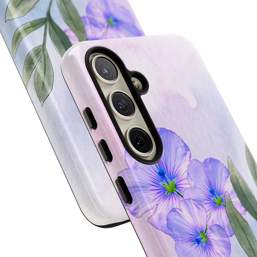 Coque de téléphone aquarelle florale – Bouquet de pétunias violets