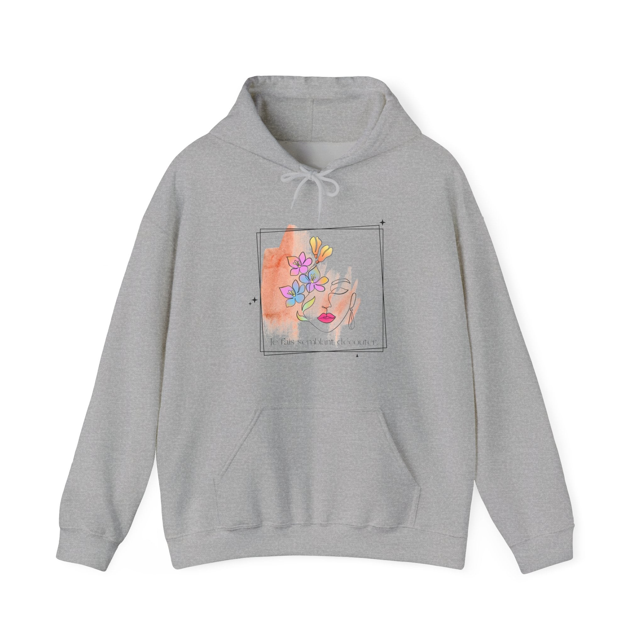 Hoodie aquarelle visage floral — Hoodie d'art abstrait féminin