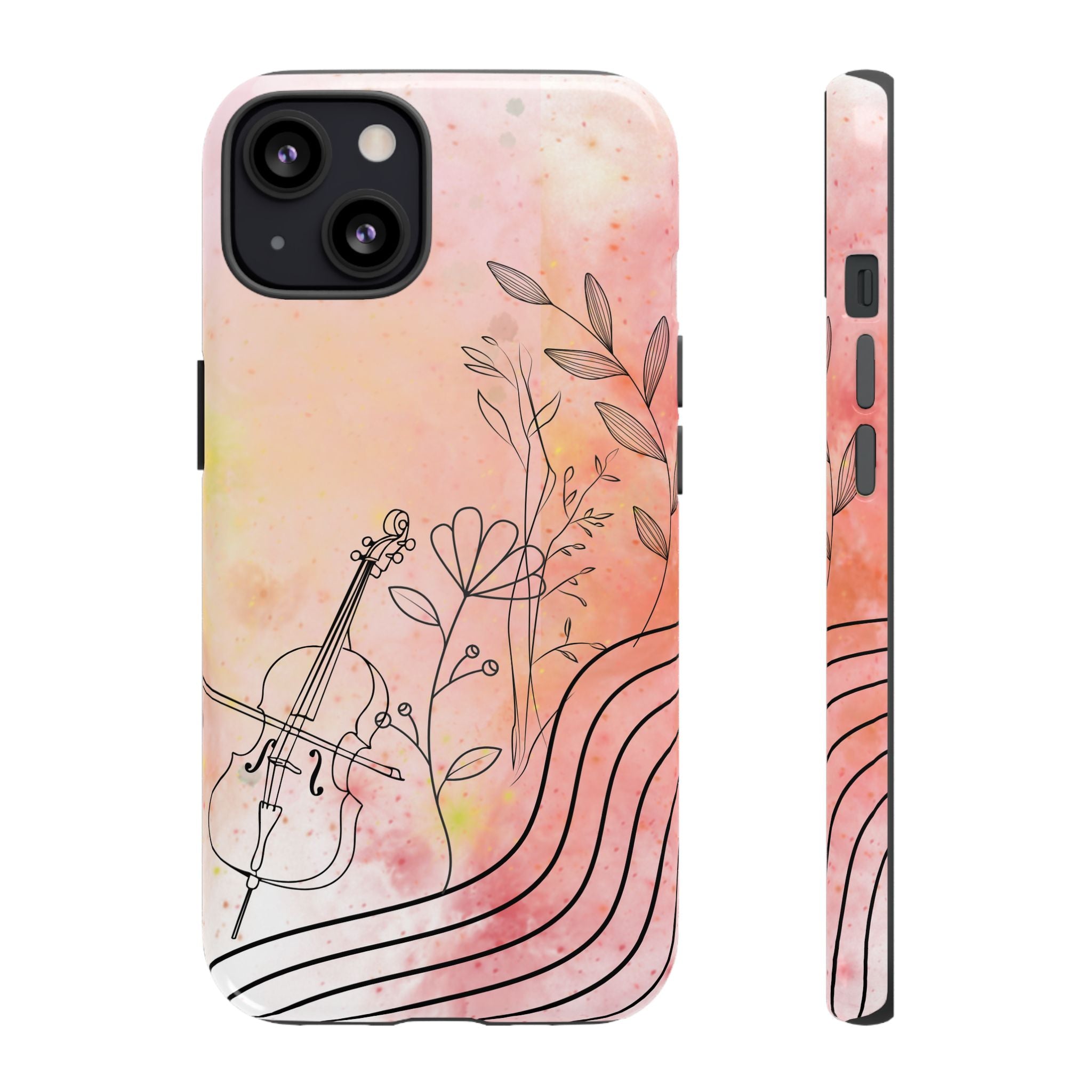 Étui Robuste Pour Violon Floral — Coque de Téléphone Musique Aquarelle