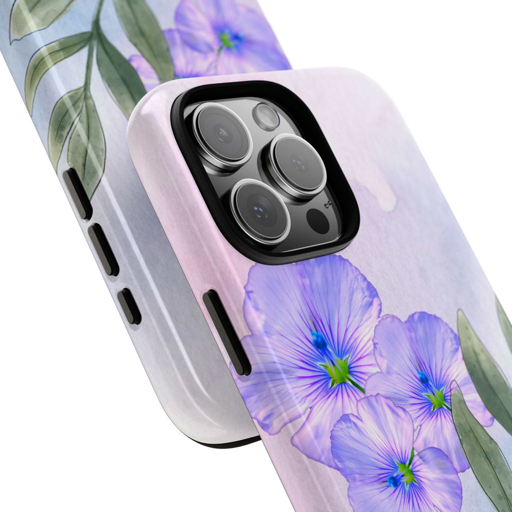 Coque de téléphone aquarelle florale – Bouquet de pétunias violets
