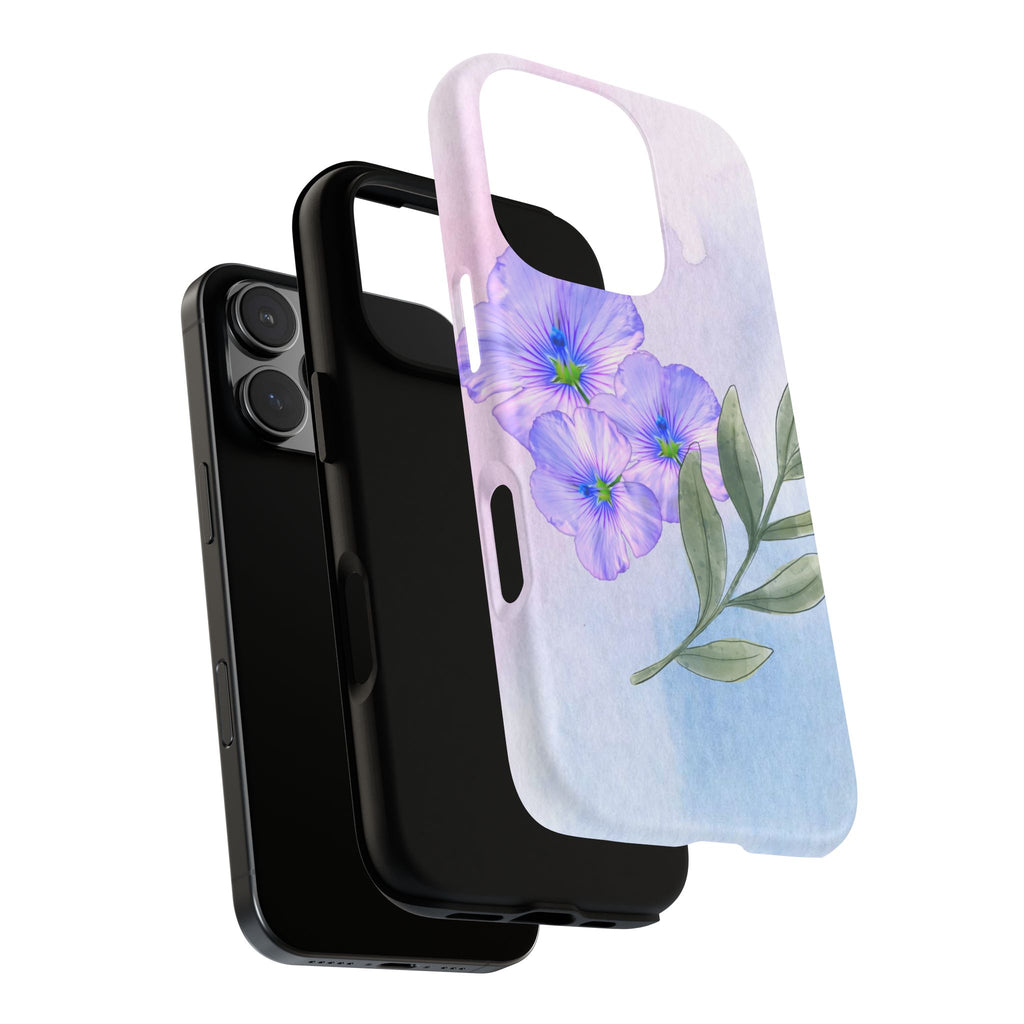 Coque de téléphone aquarelle florale – Bouquet de pétunias violets