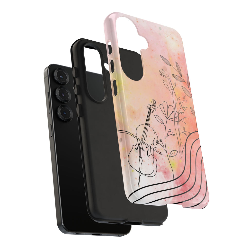 Étui Robuste Pour Violon Floral — Coque de Téléphone Musique Aquarelle