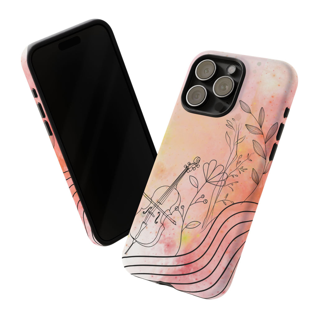 Étui Robuste Pour Violon Floral — Coque de Téléphone Musique Aquarelle