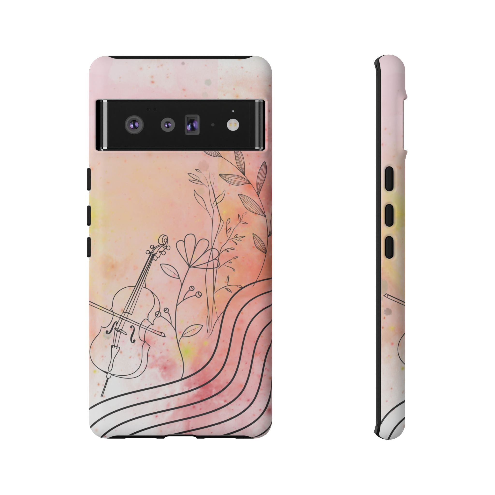 Étui Robuste Pour Violon Floral — Coque de Téléphone Musique Aquarelle