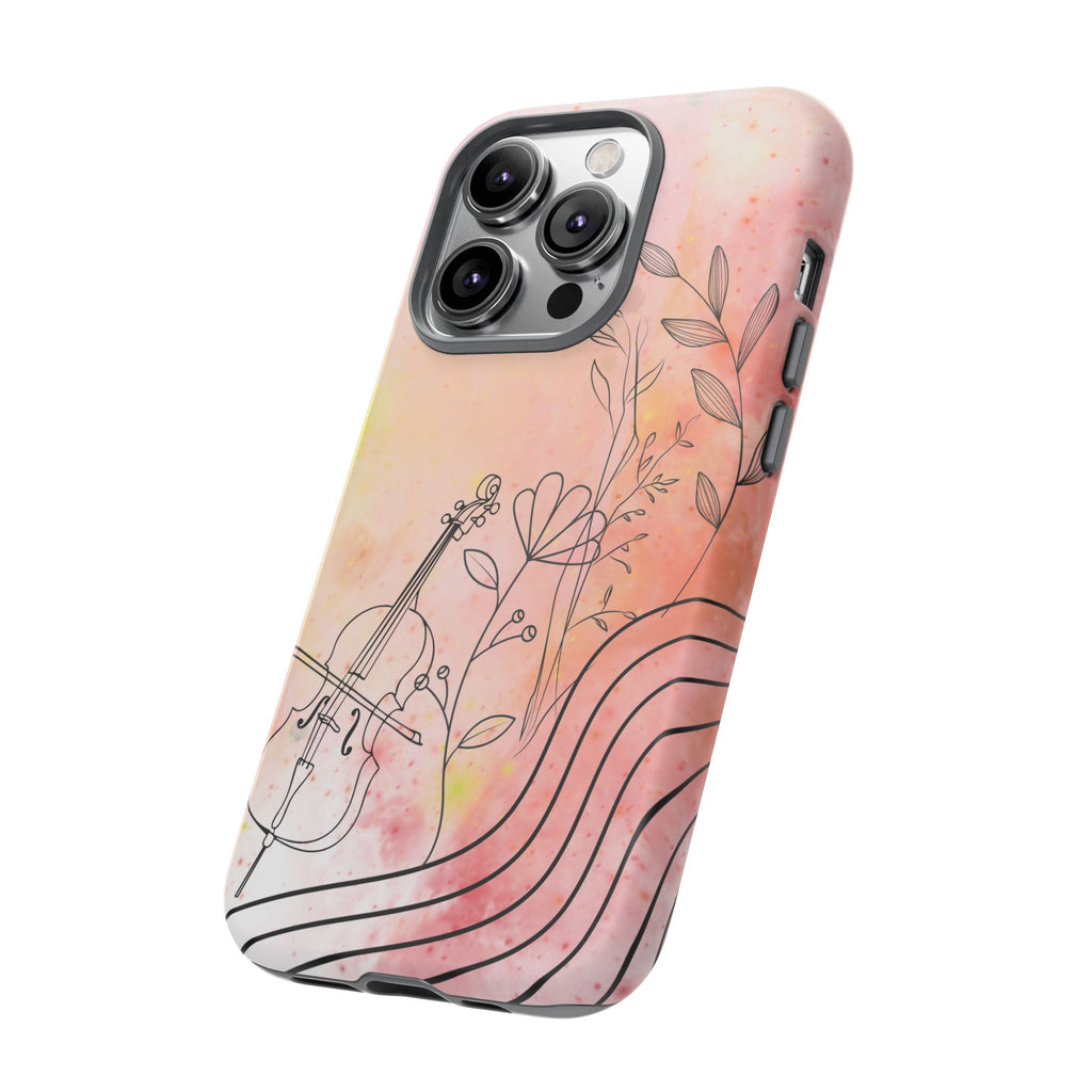Étui Robuste Pour Violon Floral — Coque de Téléphone Musique Aquarelle