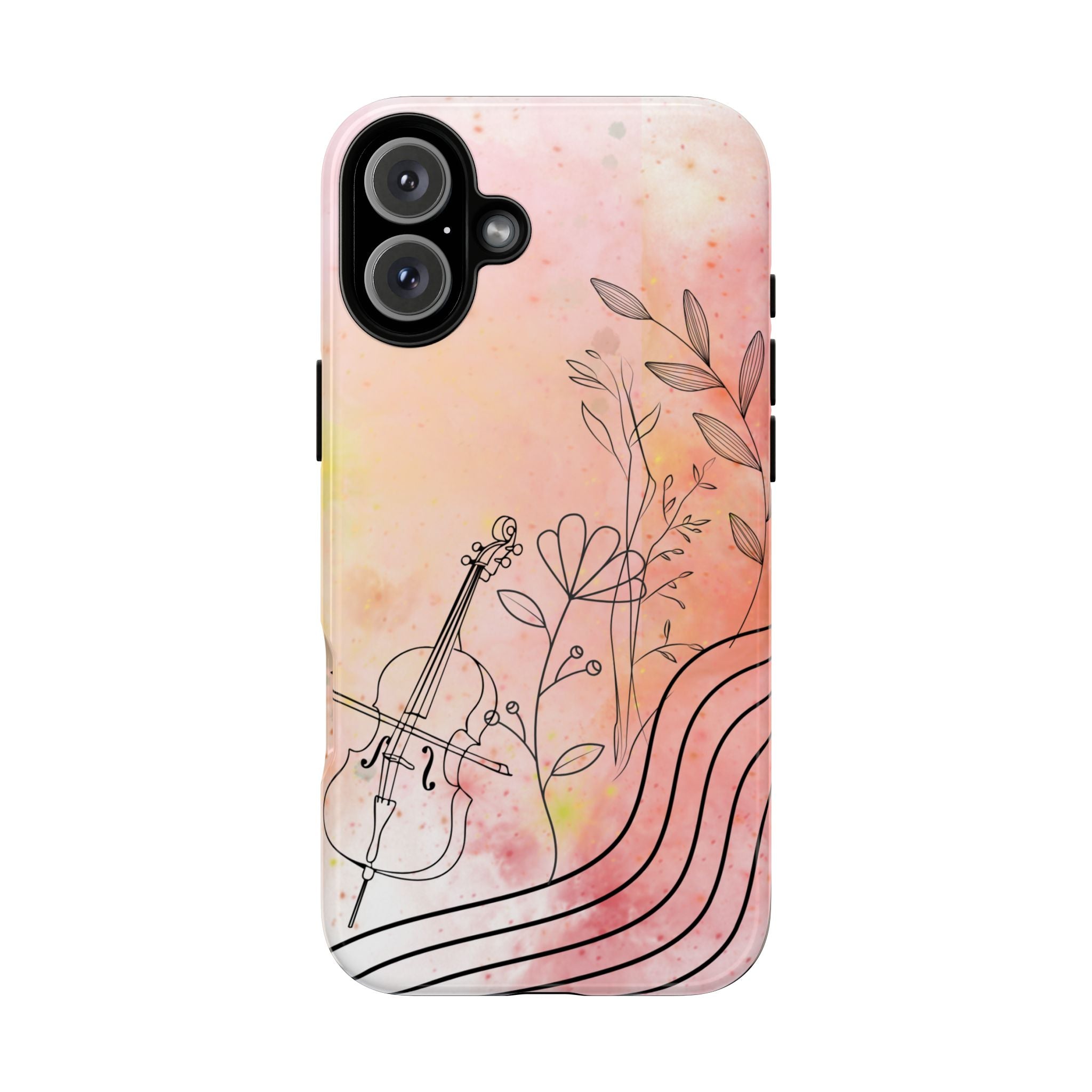 Étui Robuste Pour Violon Floral — Coque de Téléphone Musique Aquarelle