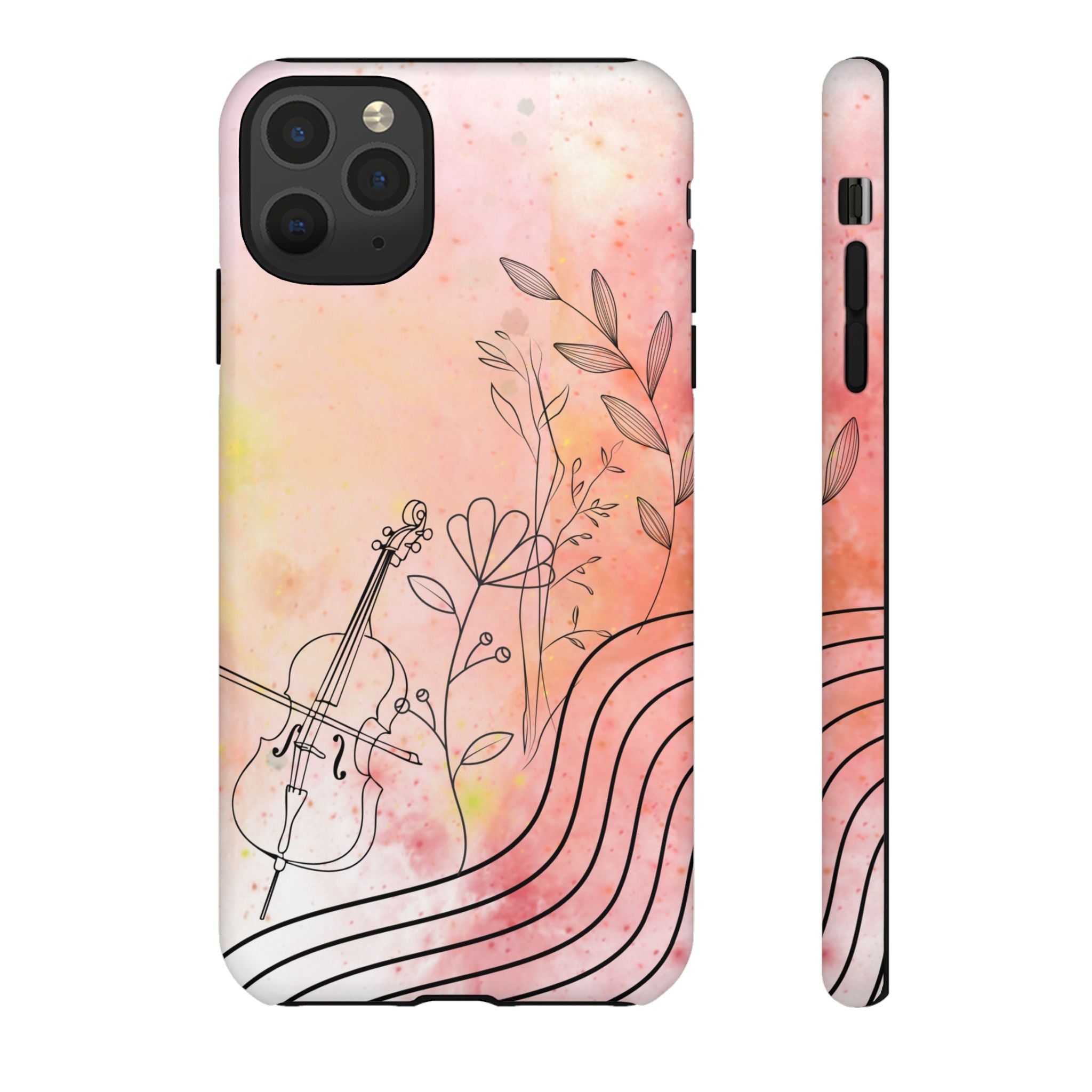 Étui Robuste Pour Violon Floral — Coque de Téléphone Musique Aquarelle