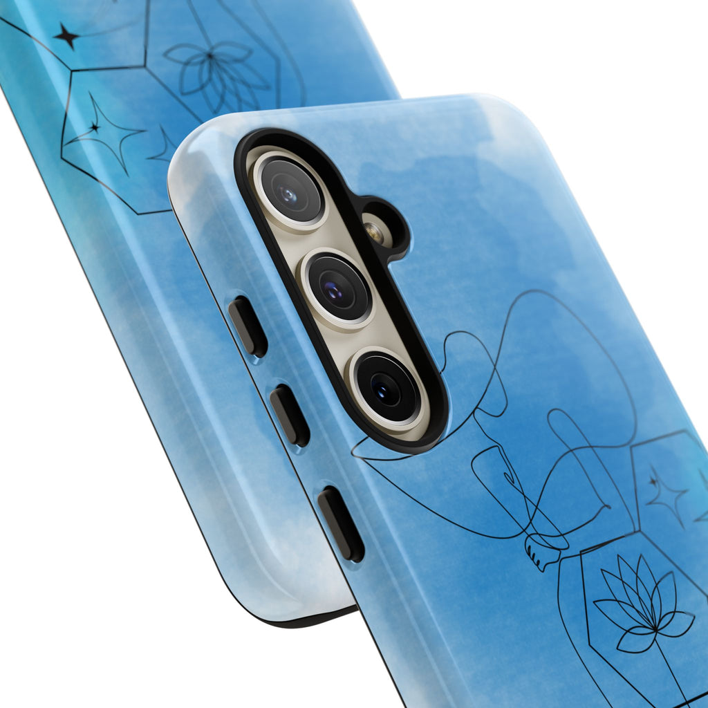 Coque de téléphone Abstraite bleue — Design Zen Lotus Hexagone