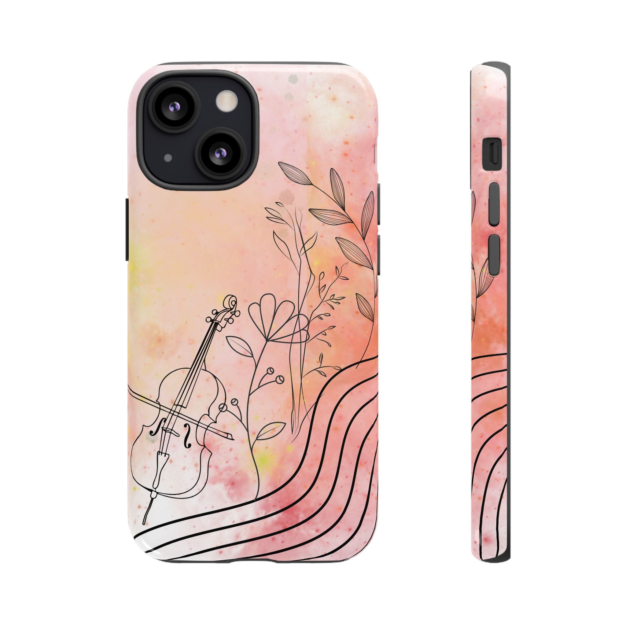 Étui Robuste Pour Violon Floral — Coque de Téléphone Musique Aquarelle