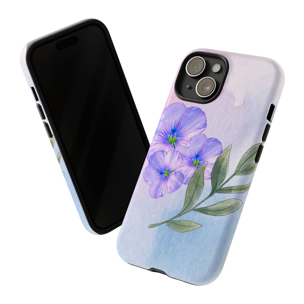 Coque de téléphone aquarelle florale – Bouquet de pétunias violets
