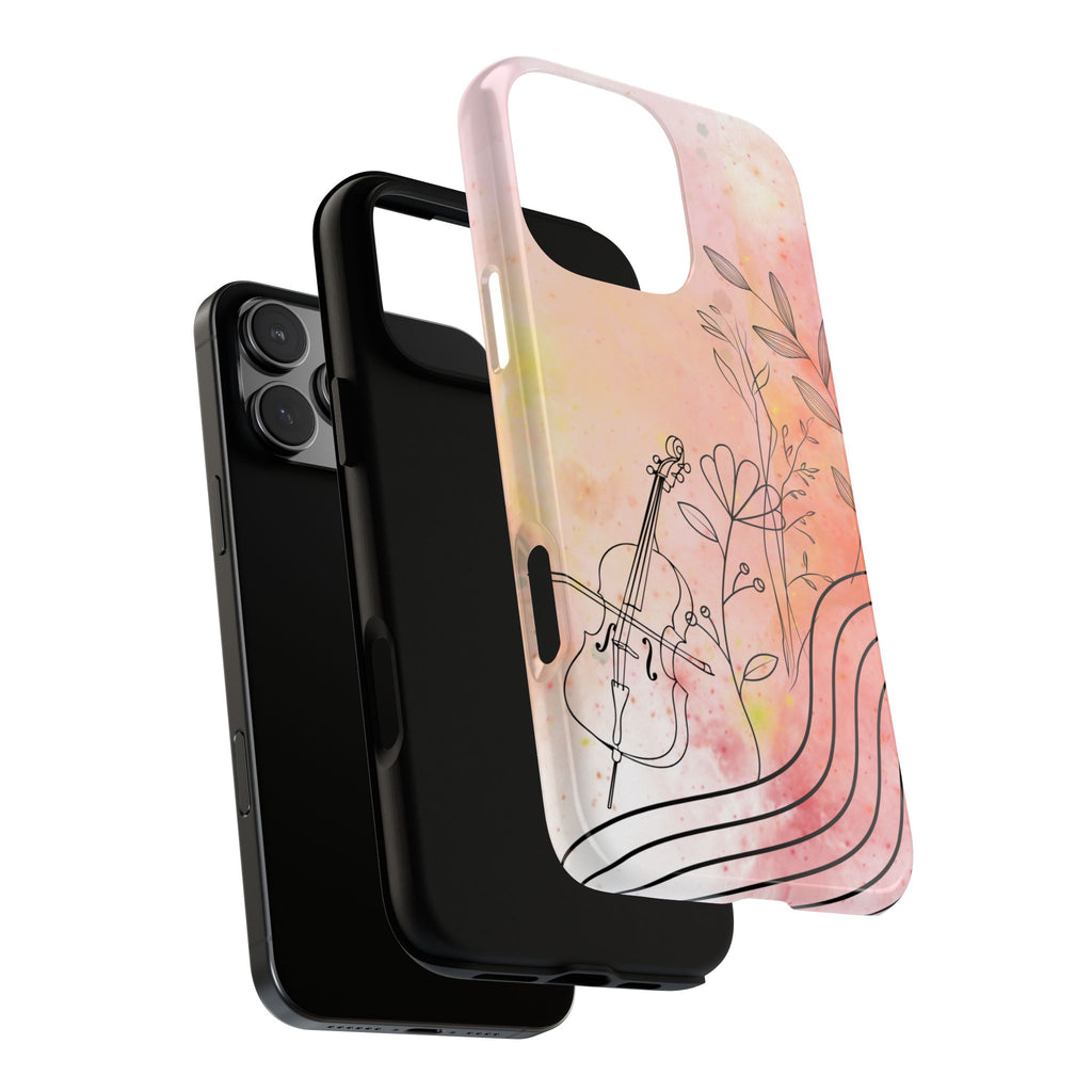 Étui Robuste Pour Violon Floral — Coque de Téléphone Musique Aquarelle