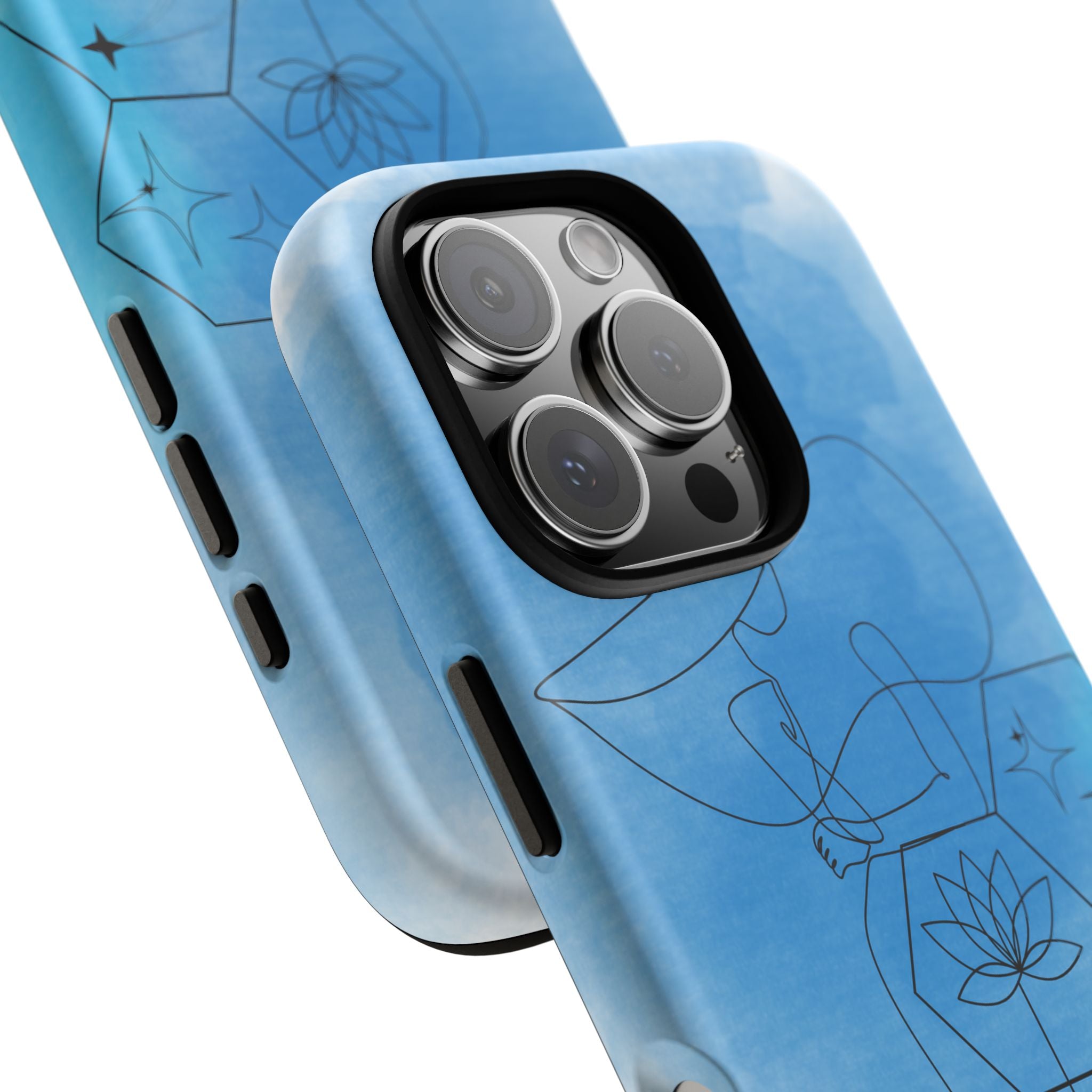 Coque de téléphone Abstraite bleue — Design Zen Lotus Hexagone