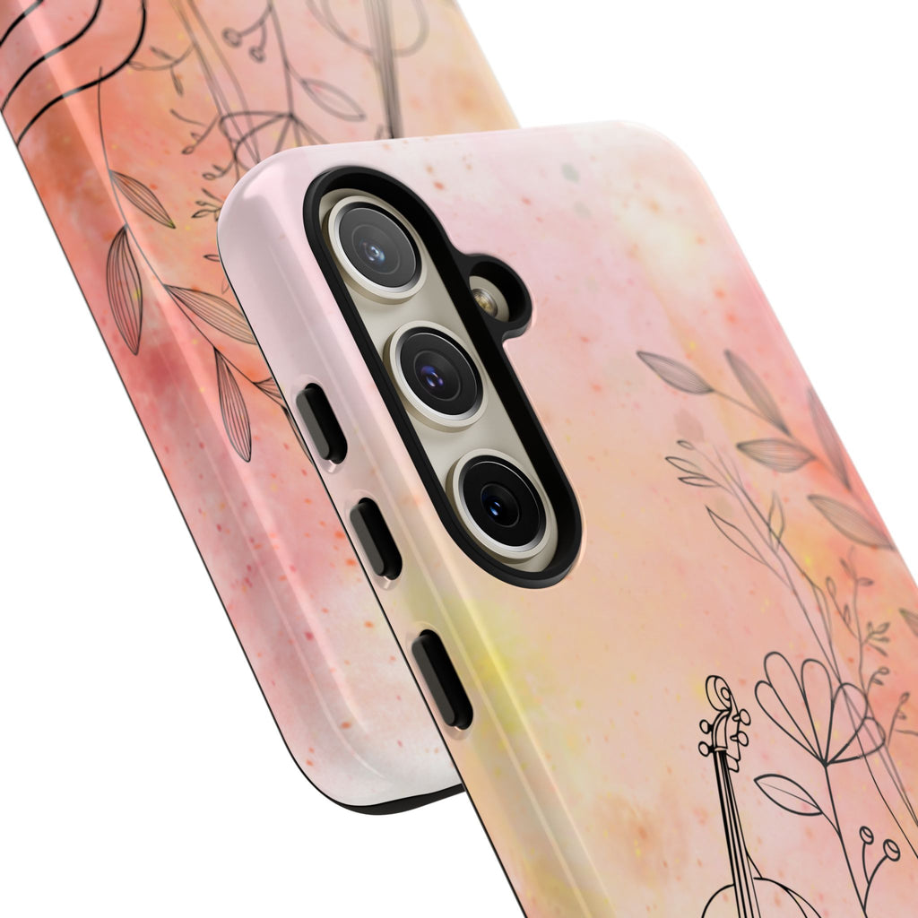 Étui Robuste Pour Violon Floral — Coque de Téléphone Musique Aquarelle