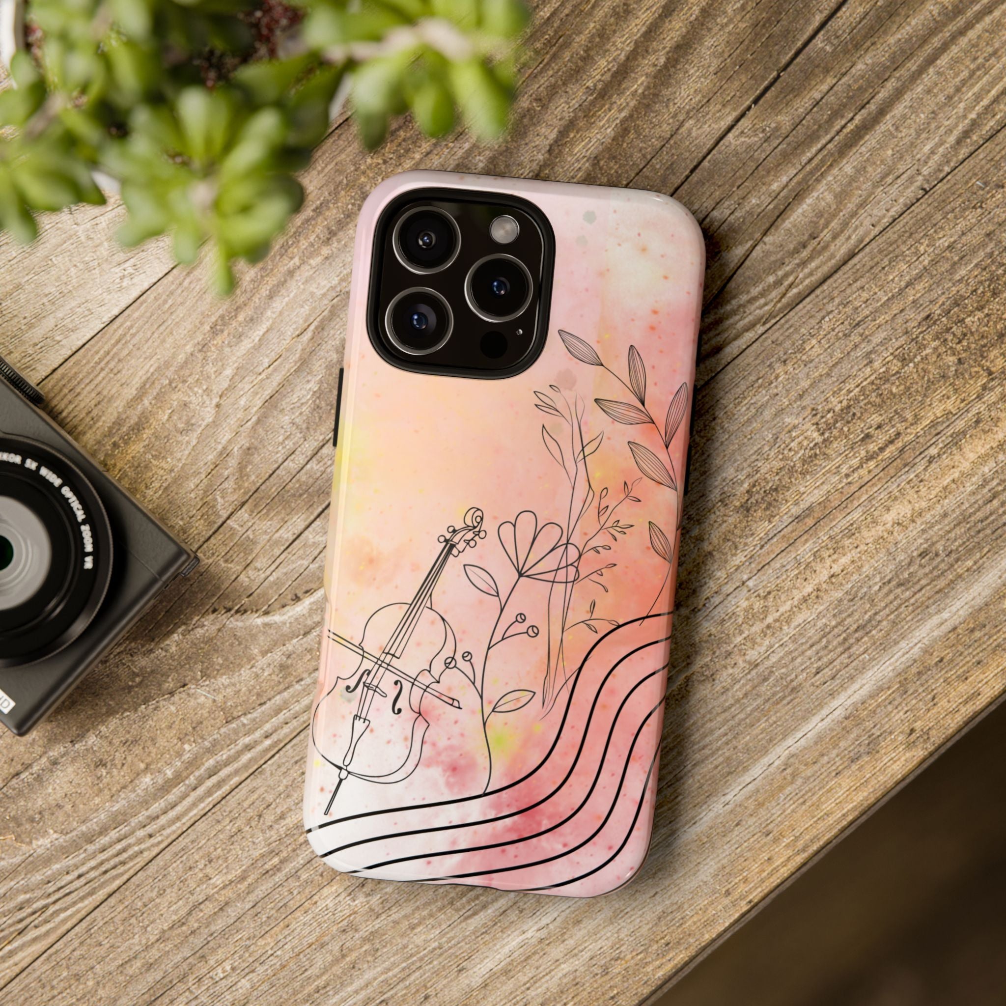 Étui Robuste Pour Violon Floral — Coque de Téléphone Musique Aquarelle