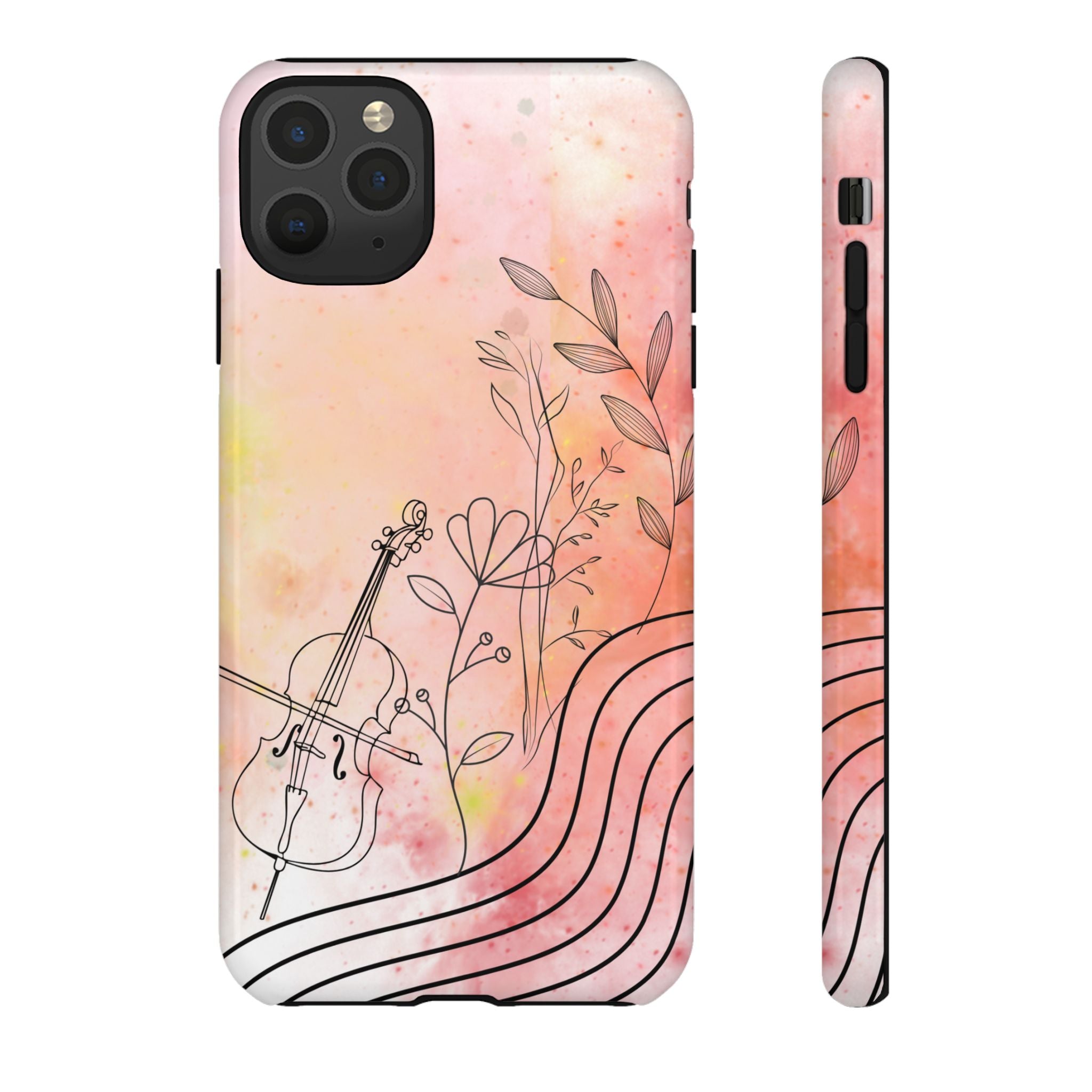 Étui Robuste Pour Violon Floral — Coque de Téléphone Musique Aquarelle