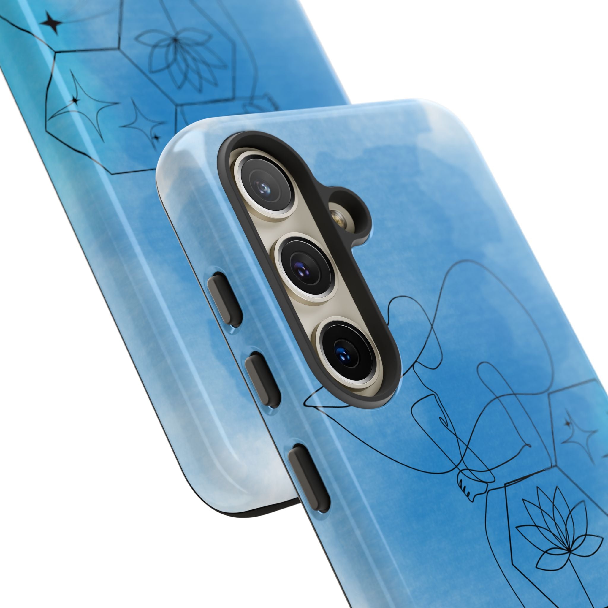 Coque de téléphone Abstraite bleue — Design Zen Lotus Hexagone