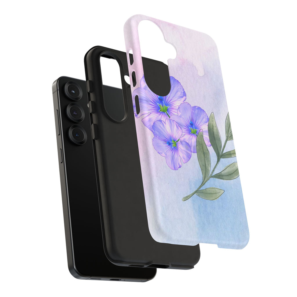 Coque de téléphone aquarelle florale – Bouquet de pétunias violets