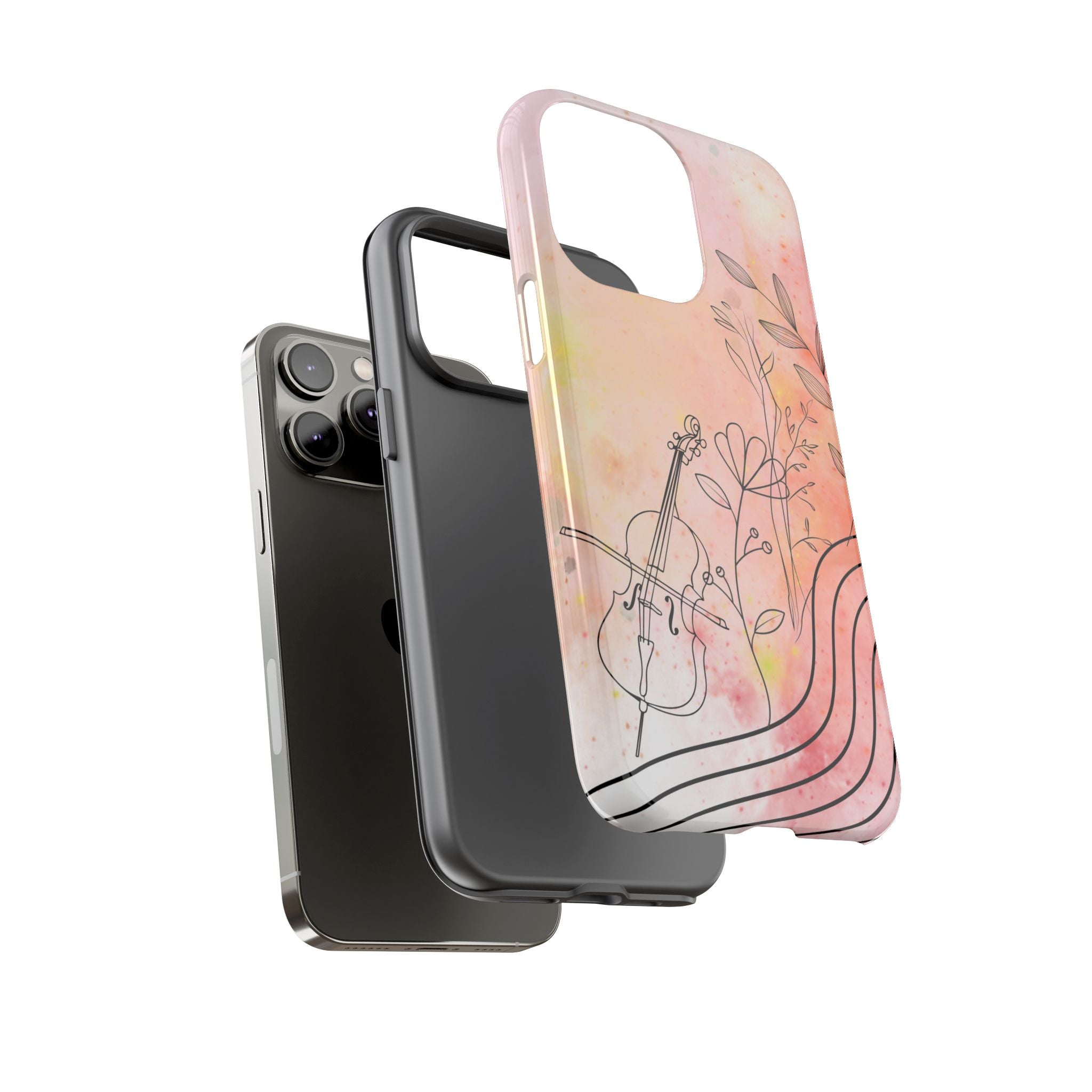 Étui Robuste Pour Violon Floral — Coque de Téléphone Musique Aquarelle