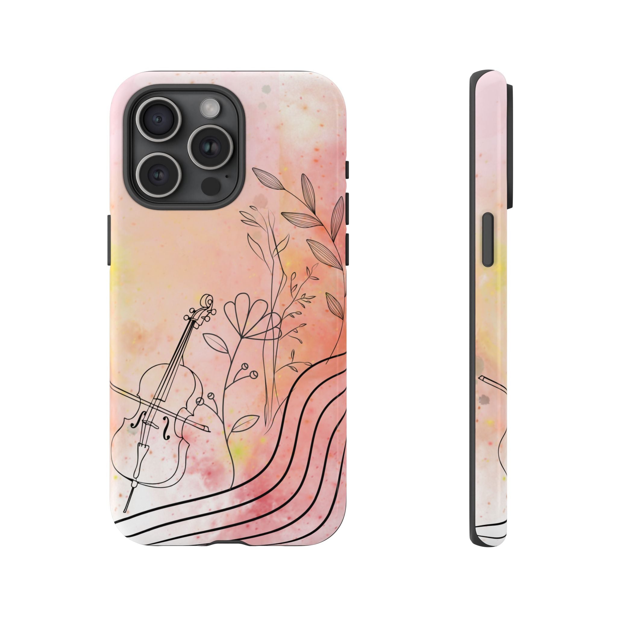 Étui Robuste Pour Violon Floral — Coque de Téléphone Musique Aquarelle