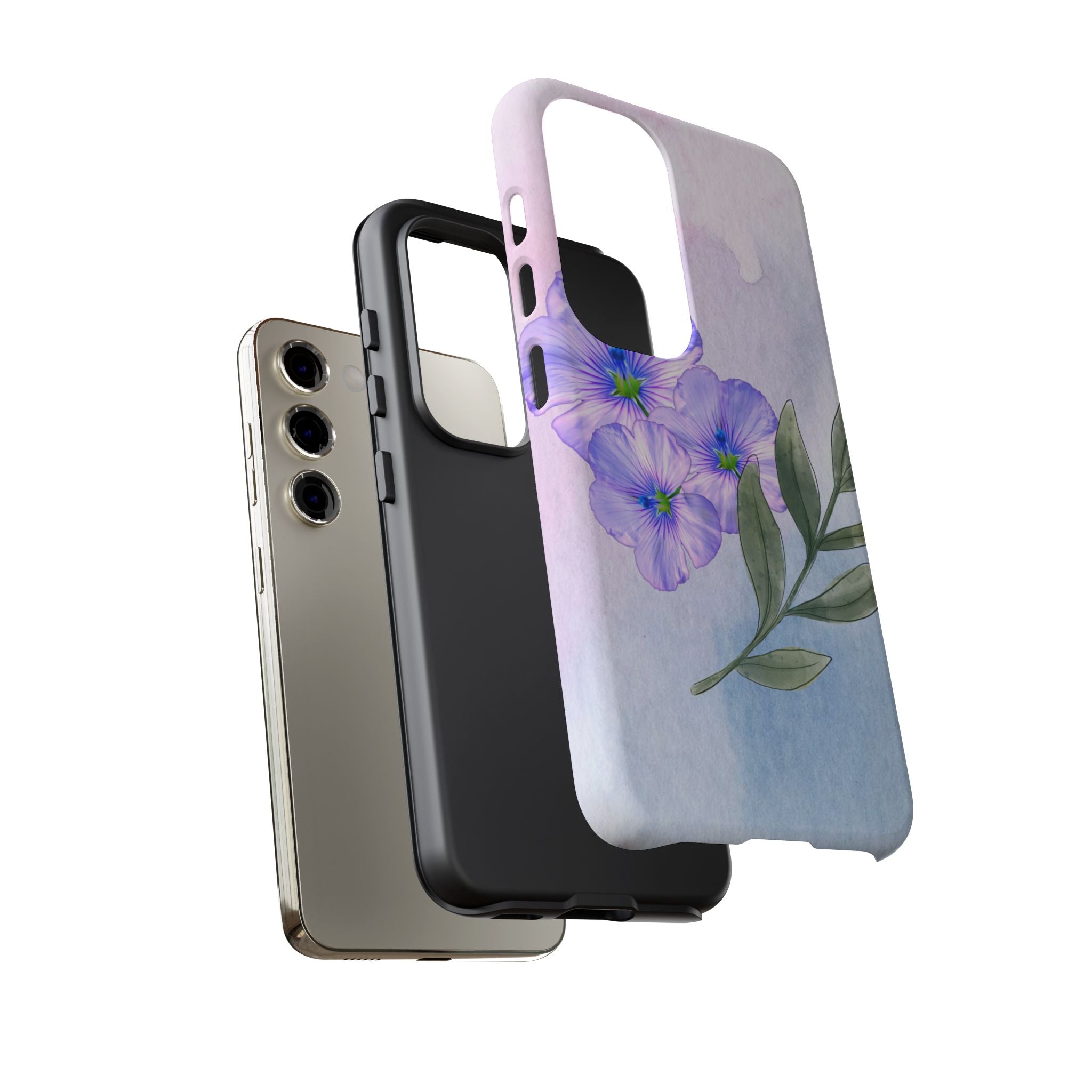 Coque de téléphone aquarelle florale – Bouquet de pétunias violets