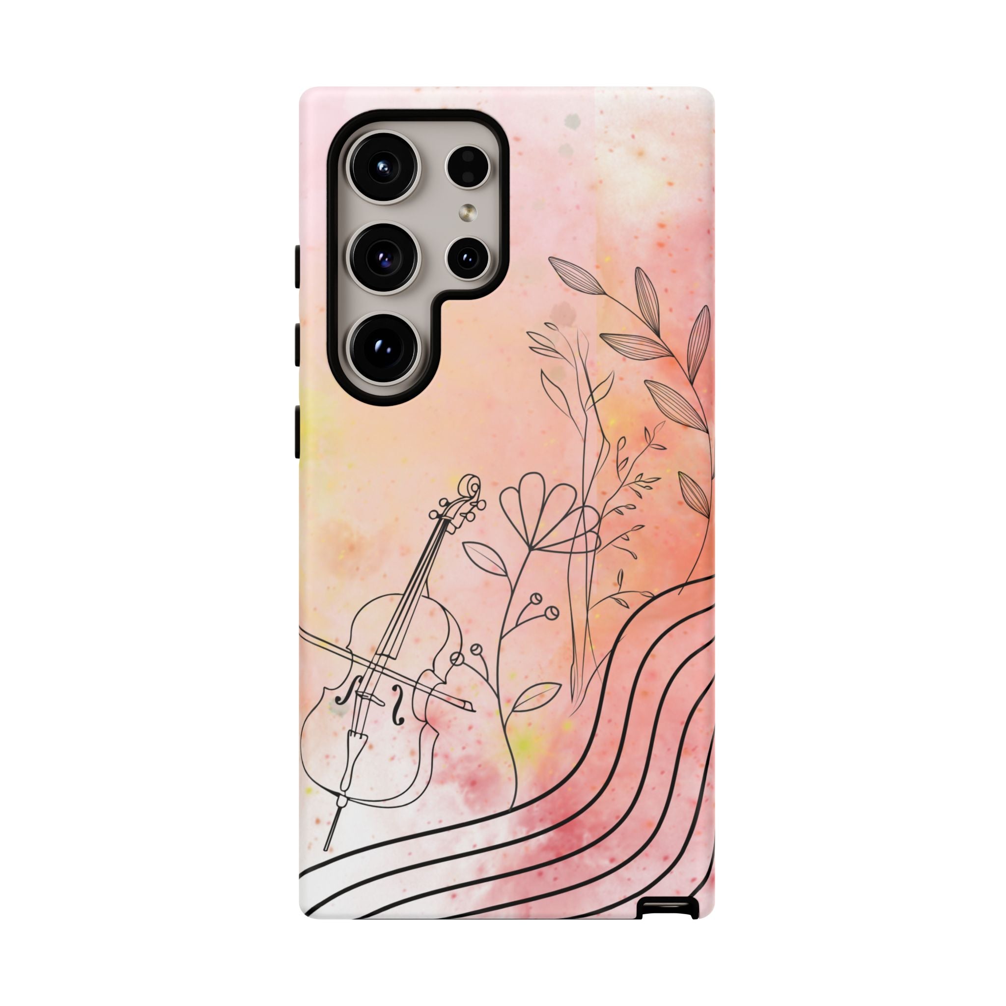 Étui Robuste Pour Violon Floral — Coque de Téléphone Musique Aquarelle