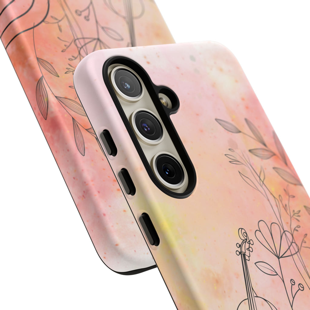 Étui Robuste Pour Violon Floral — Coque de Téléphone Musique Aquarelle