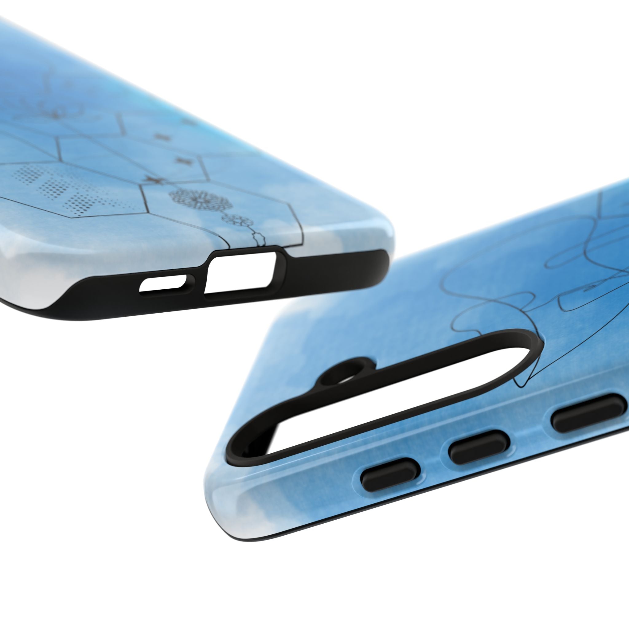 Coque de téléphone Abstraite bleue — Design Zen Lotus Hexagone