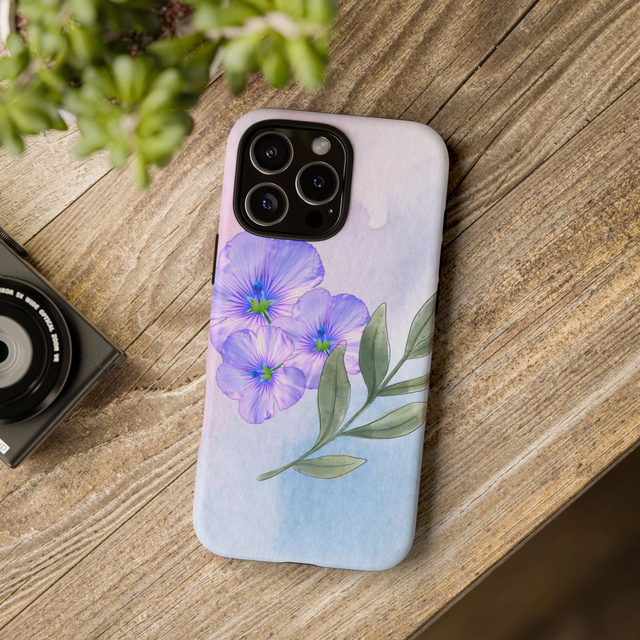 Coque de téléphone aquarelle florale – Bouquet de pétunias violets
