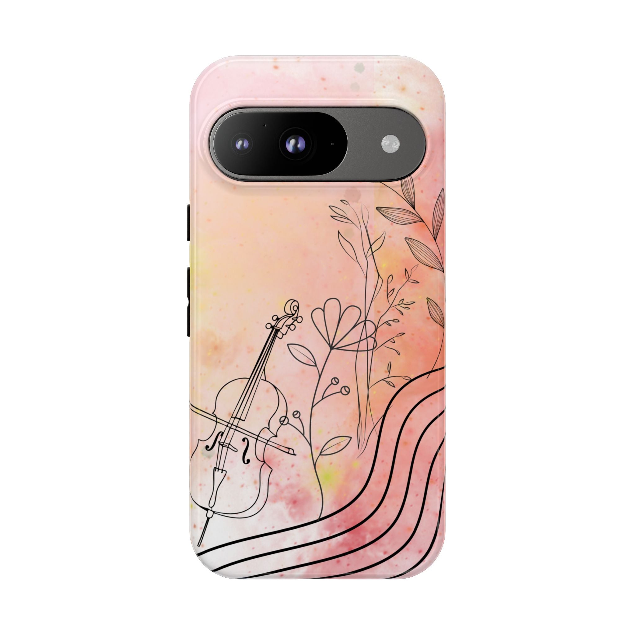 Étui Robuste Pour Violon Floral — Coque de Téléphone Musique Aquarelle