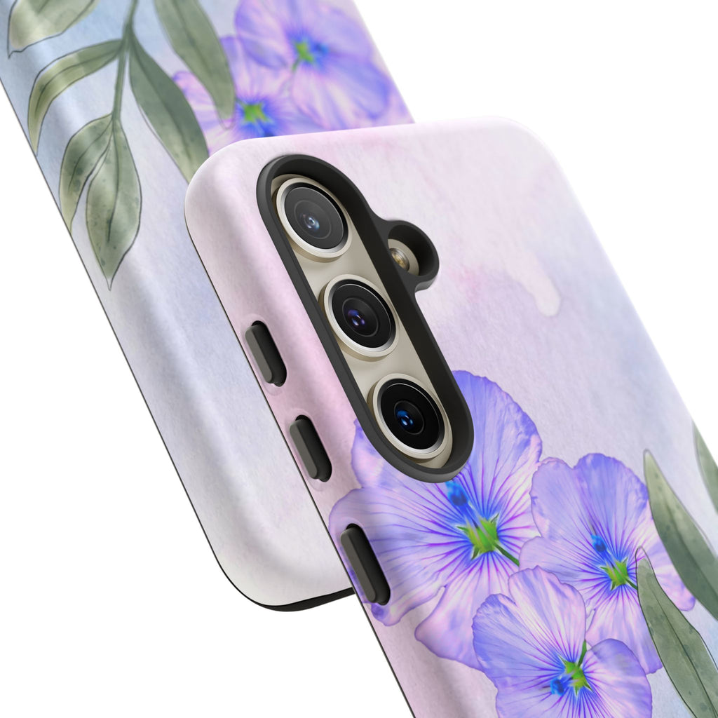 Coque de téléphone aquarelle florale – Bouquet de pétunias violets