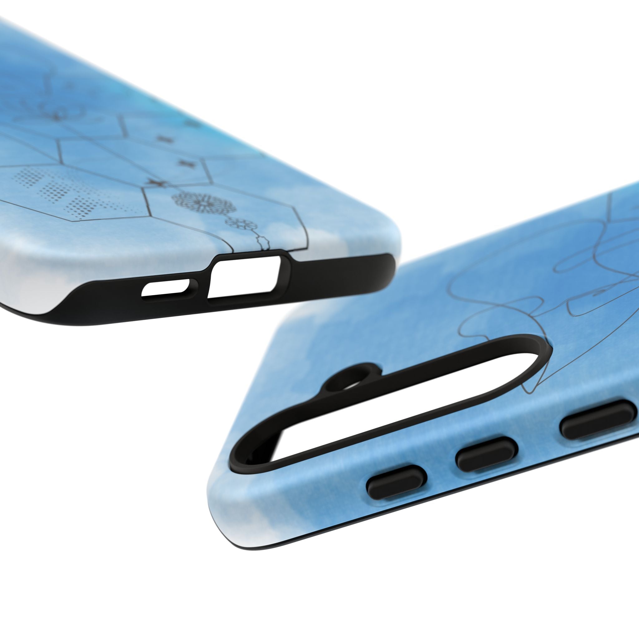 Coque de téléphone Abstraite bleue — Design Zen Lotus Hexagone