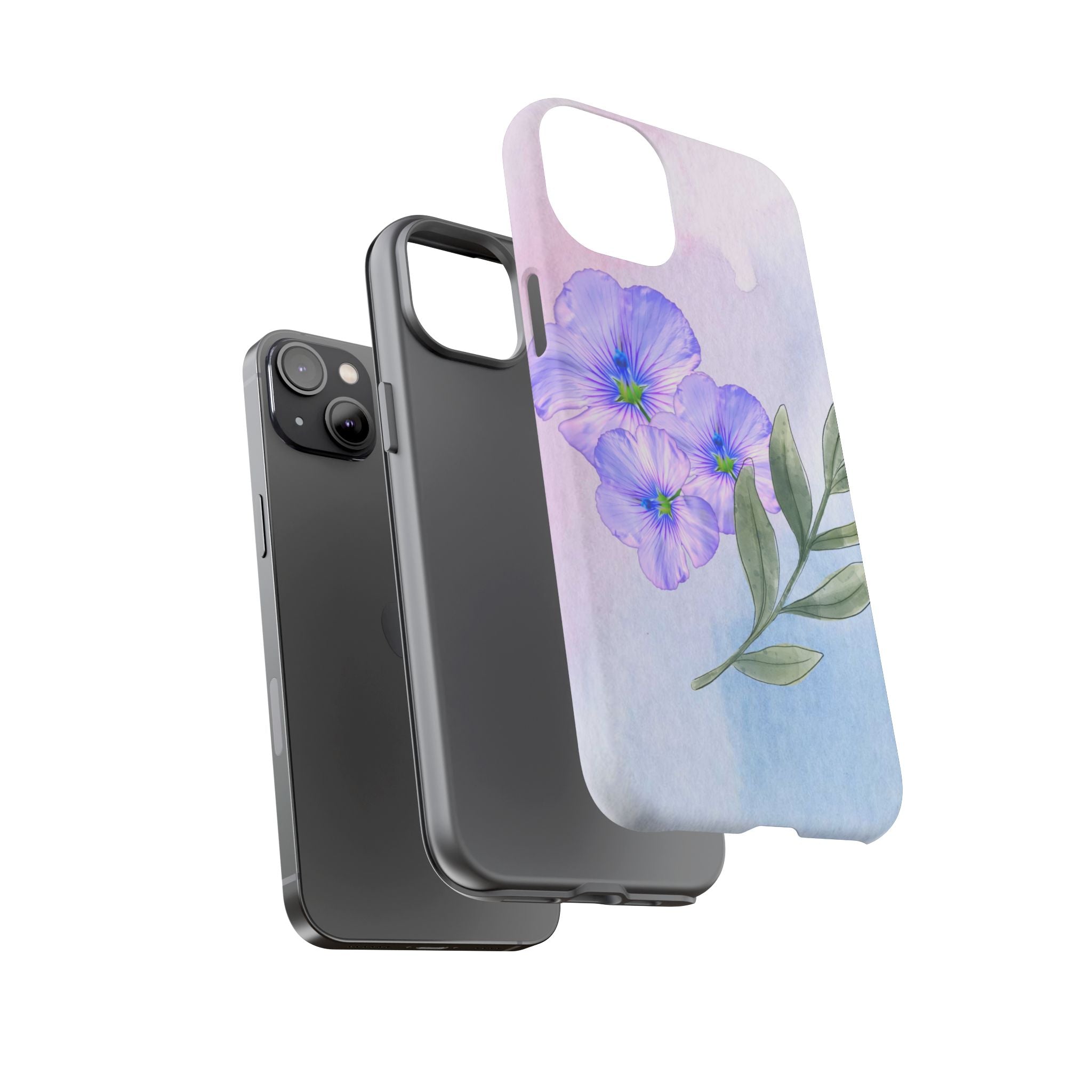 Coque de téléphone aquarelle florale – Bouquet de pétunias violets