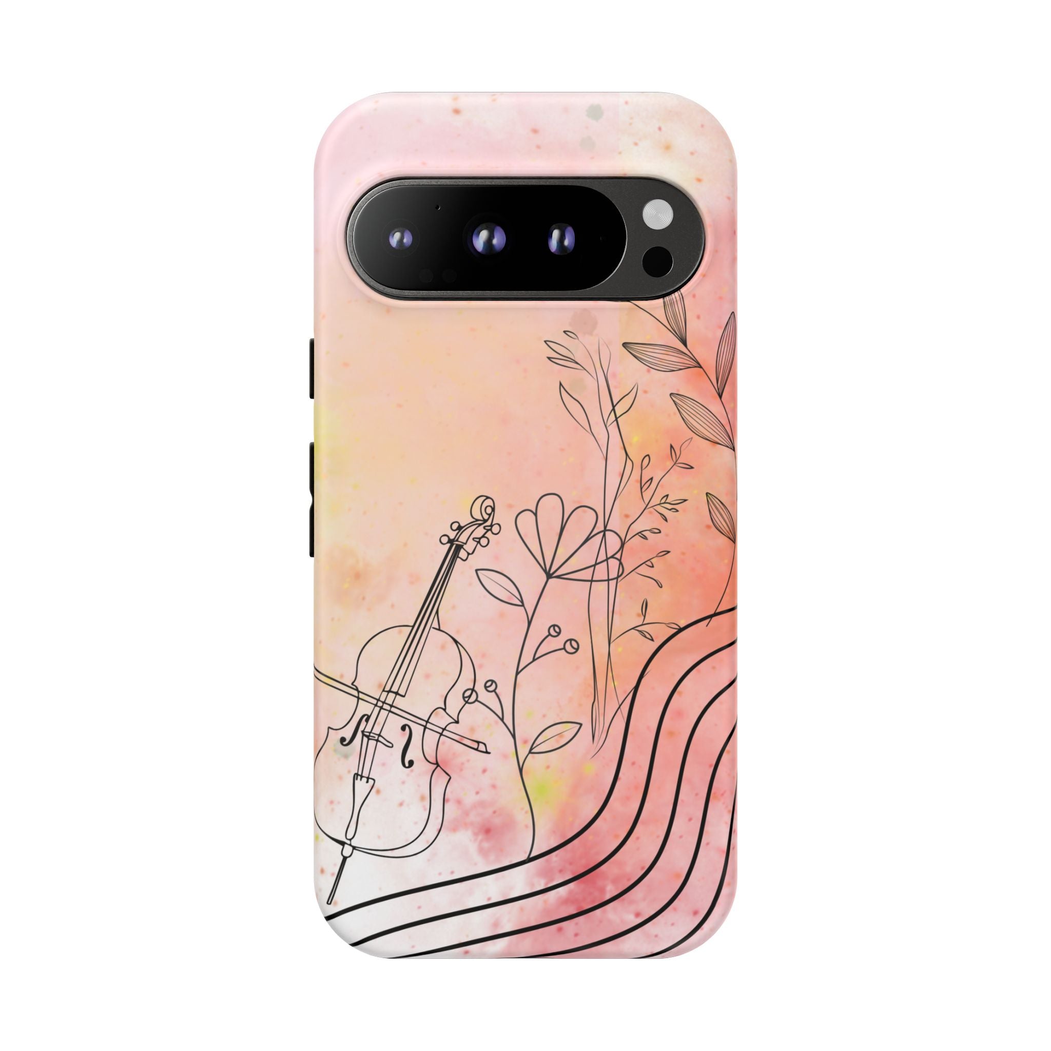 Étui Robuste Pour Violon Floral — Coque de Téléphone Musique Aquarelle