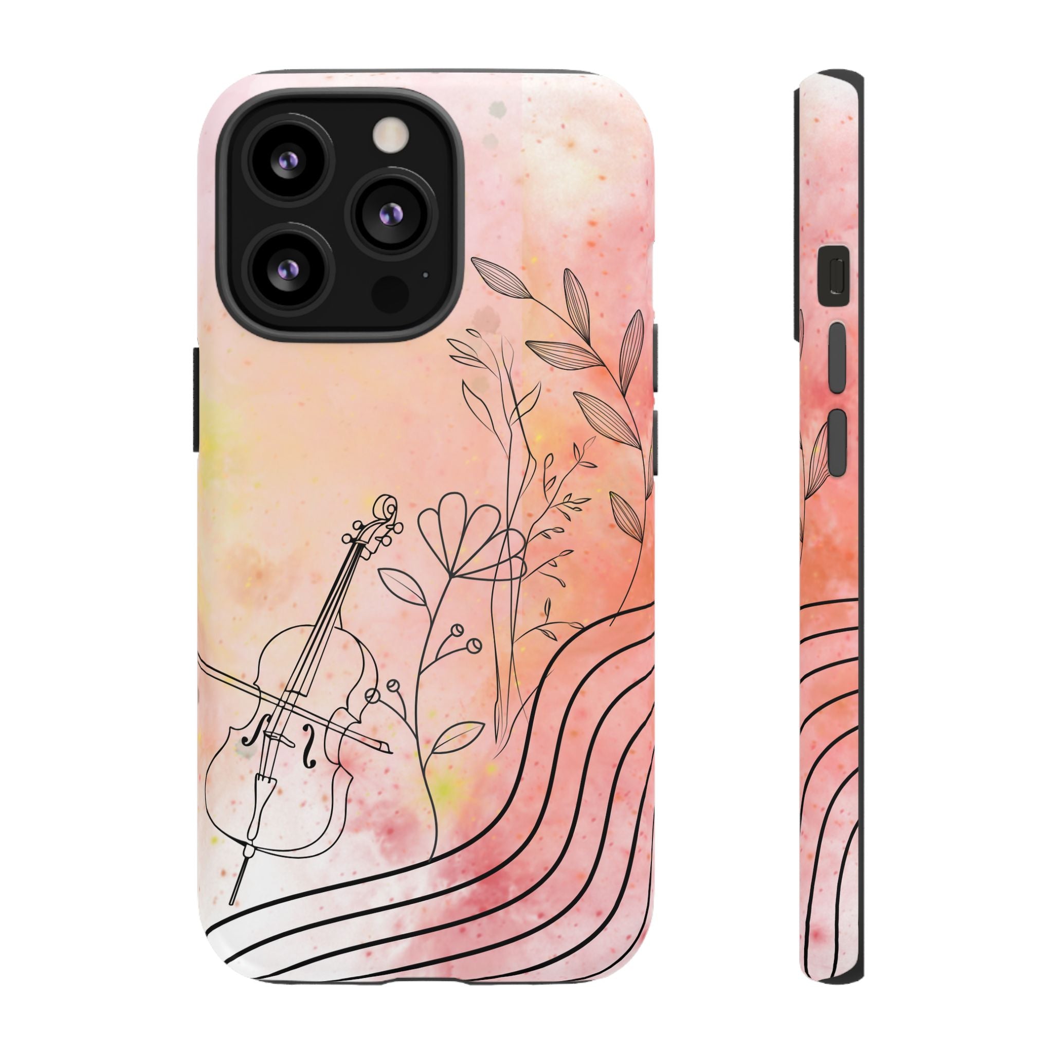 Étui Robuste Pour Violon Floral — Coque de Téléphone Musique Aquarelle