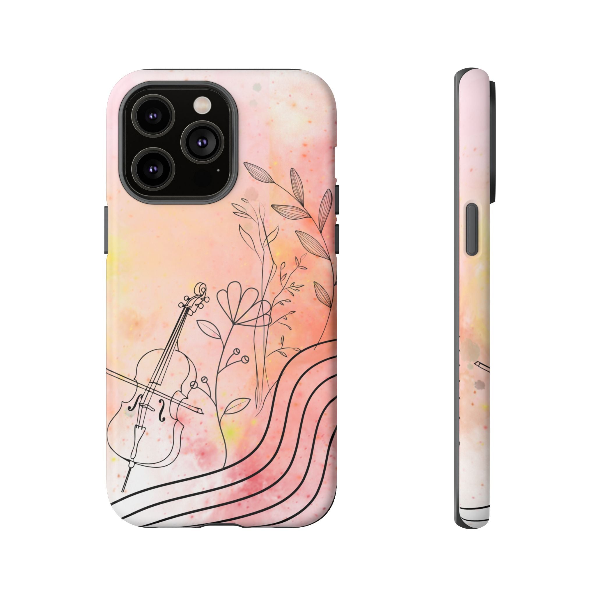 Étui Robuste Pour Violon Floral — Coque de Téléphone Musique Aquarelle