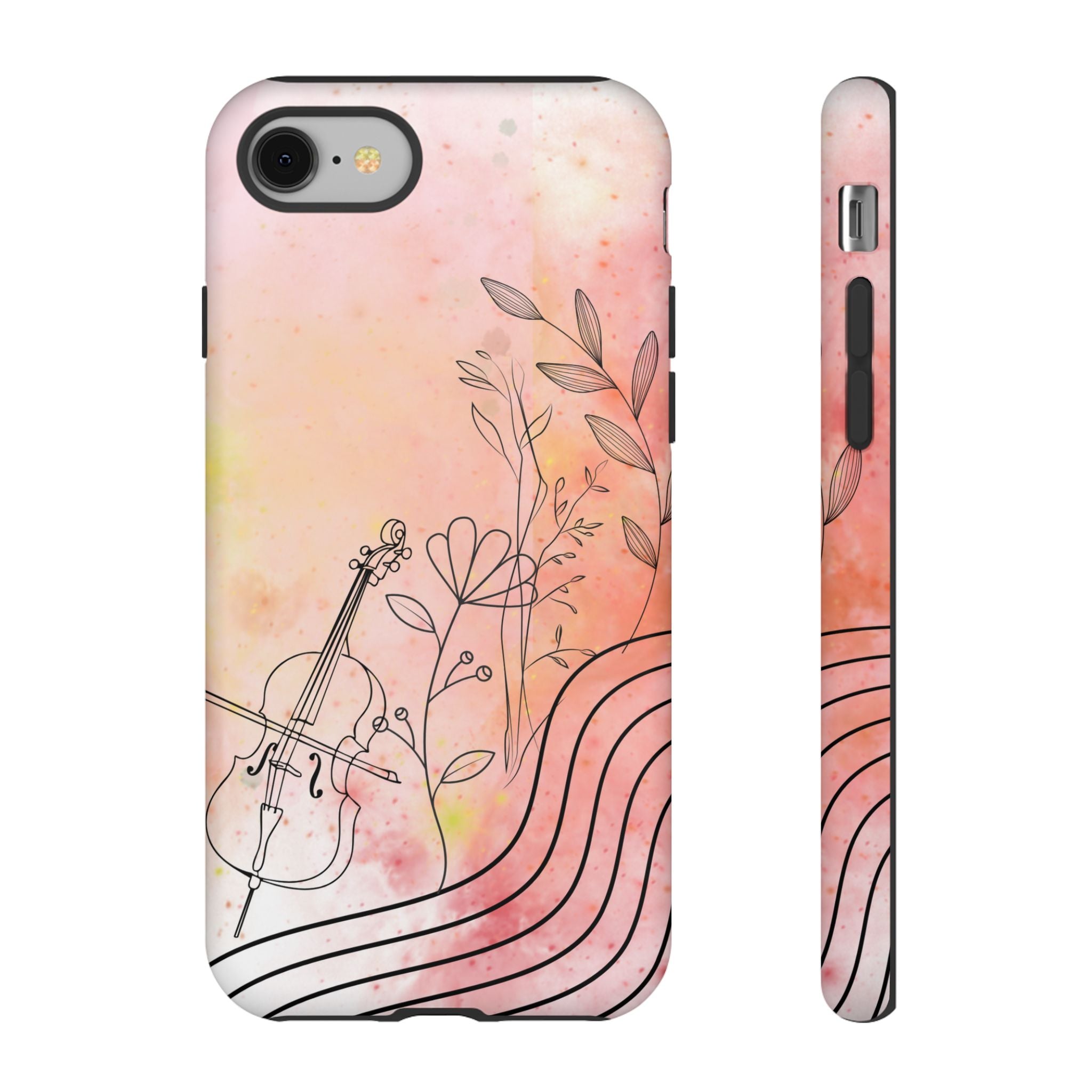 Étui Robuste Pour Violon Floral — Coque de Téléphone Musique Aquarelle