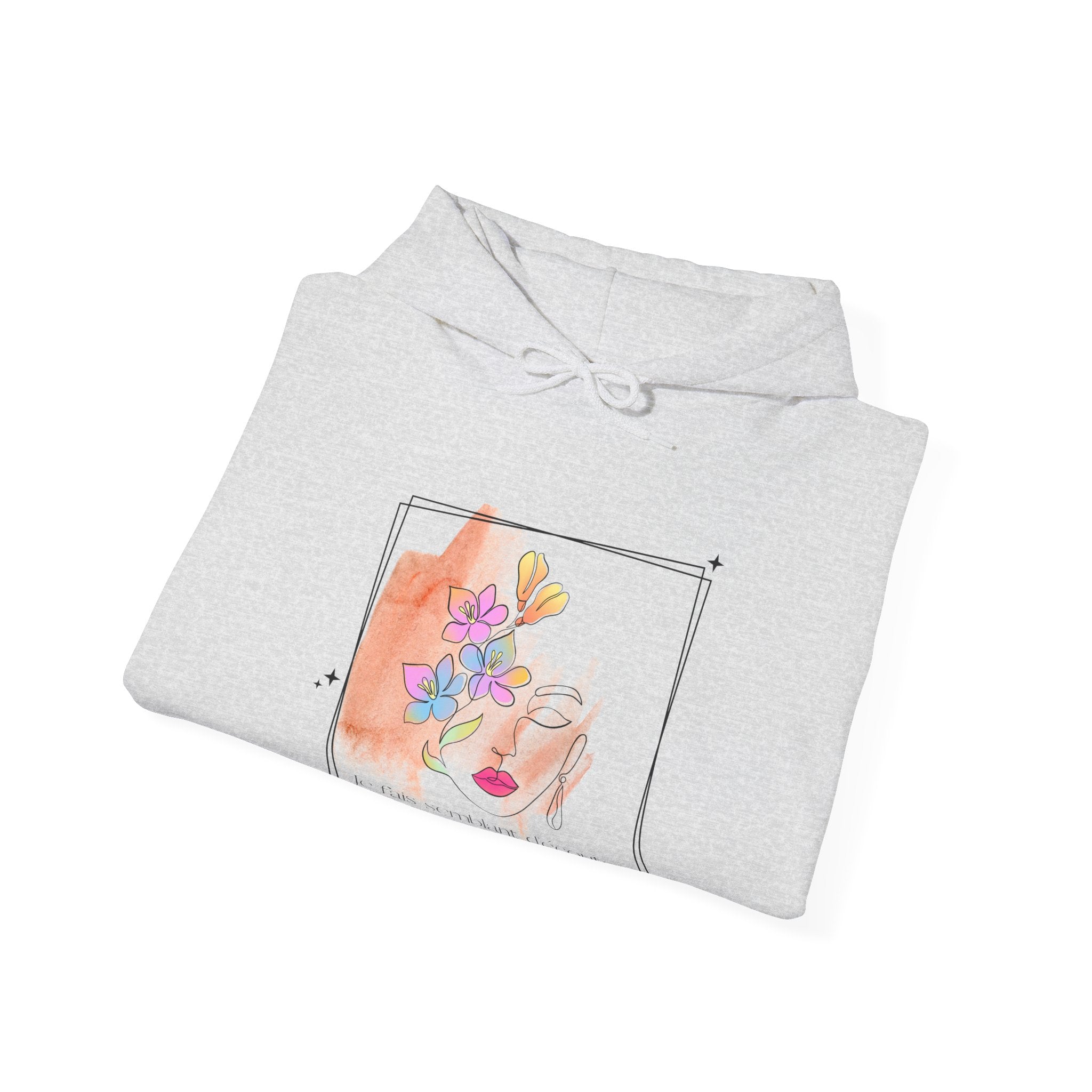 Hoodie aquarelle visage floral — Hoodie d'art abstrait féminin