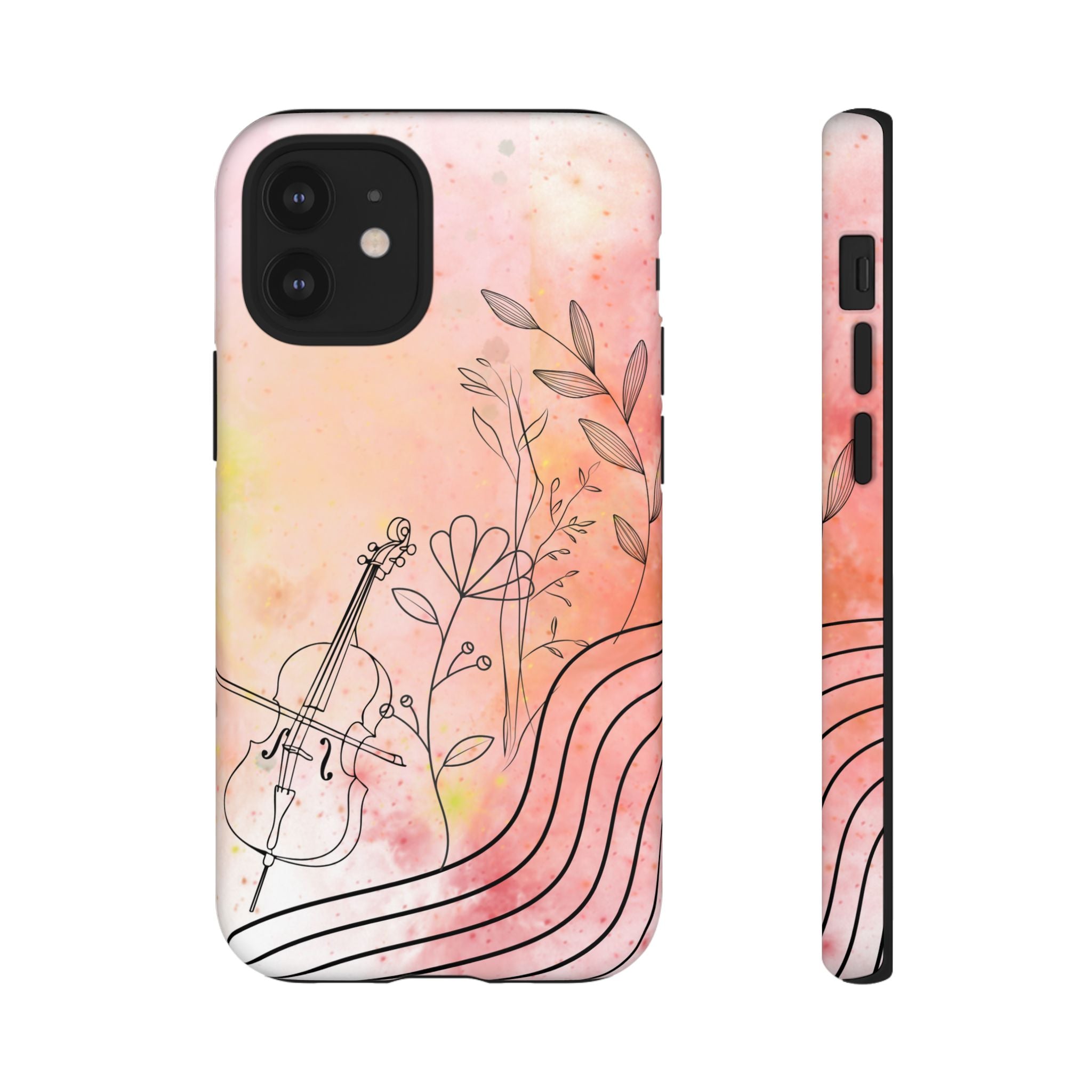Étui Robuste Pour Violon Floral — Coque de Téléphone Musique Aquarelle
