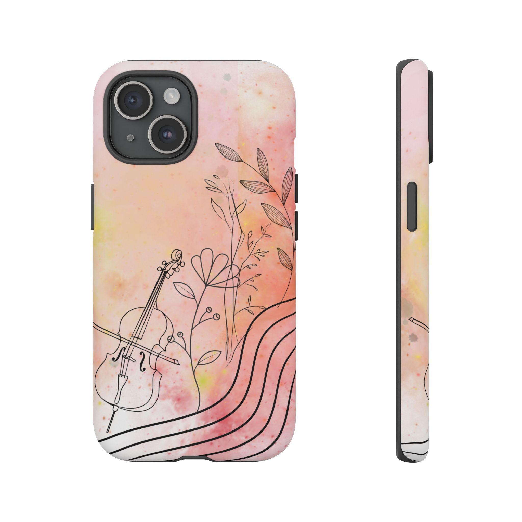 Étui Robuste Pour Violon Floral — Coque de Téléphone Musique Aquarelle