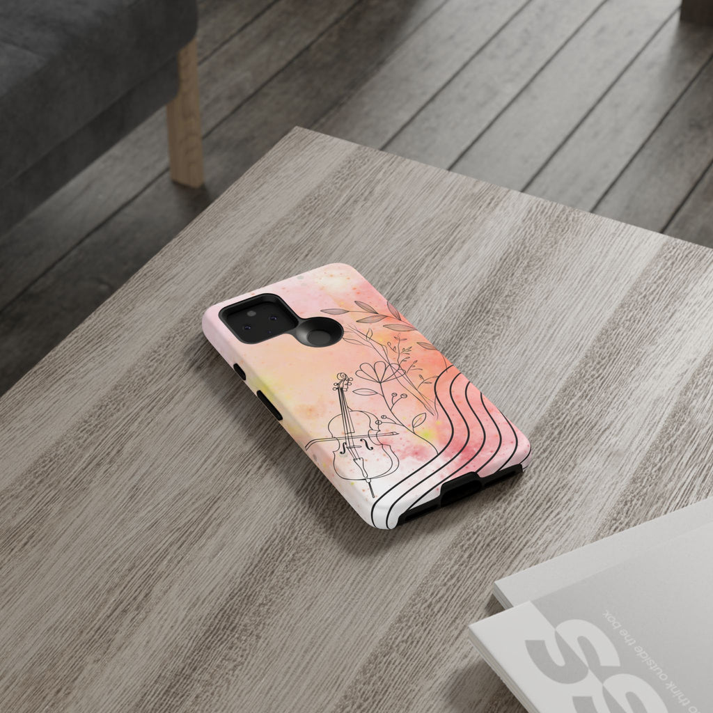 Étui Robuste Pour Violon Floral — Coque de Téléphone Musique Aquarelle