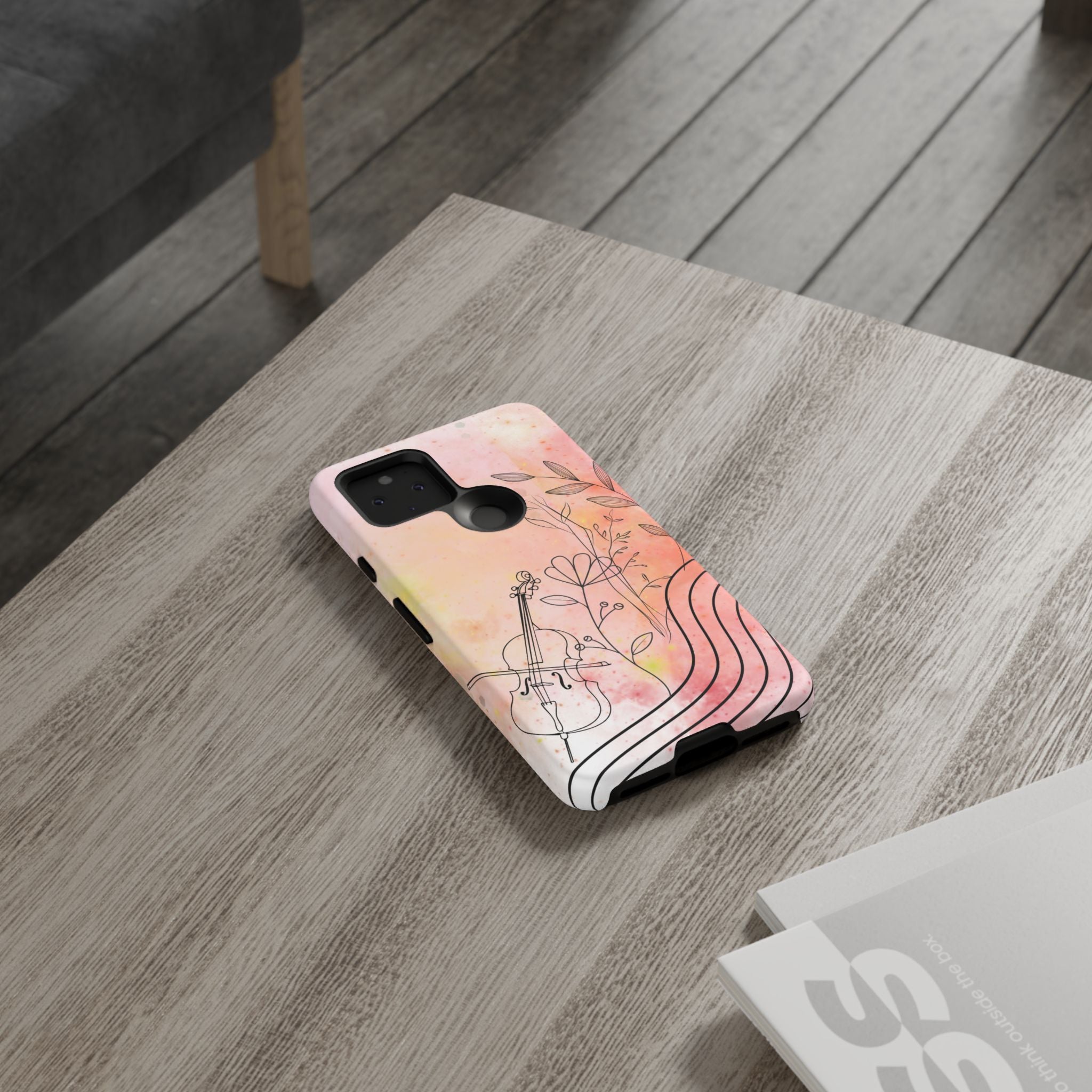 Étui Robuste Pour Violon Floral — Coque de Téléphone Musique Aquarelle